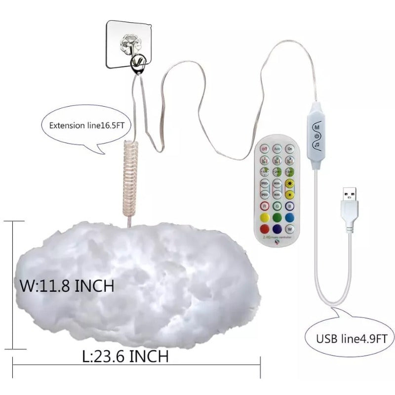 3D Big Cloud Lightning Light Kit Music Sync Warm White Multicolor Lightning Chan