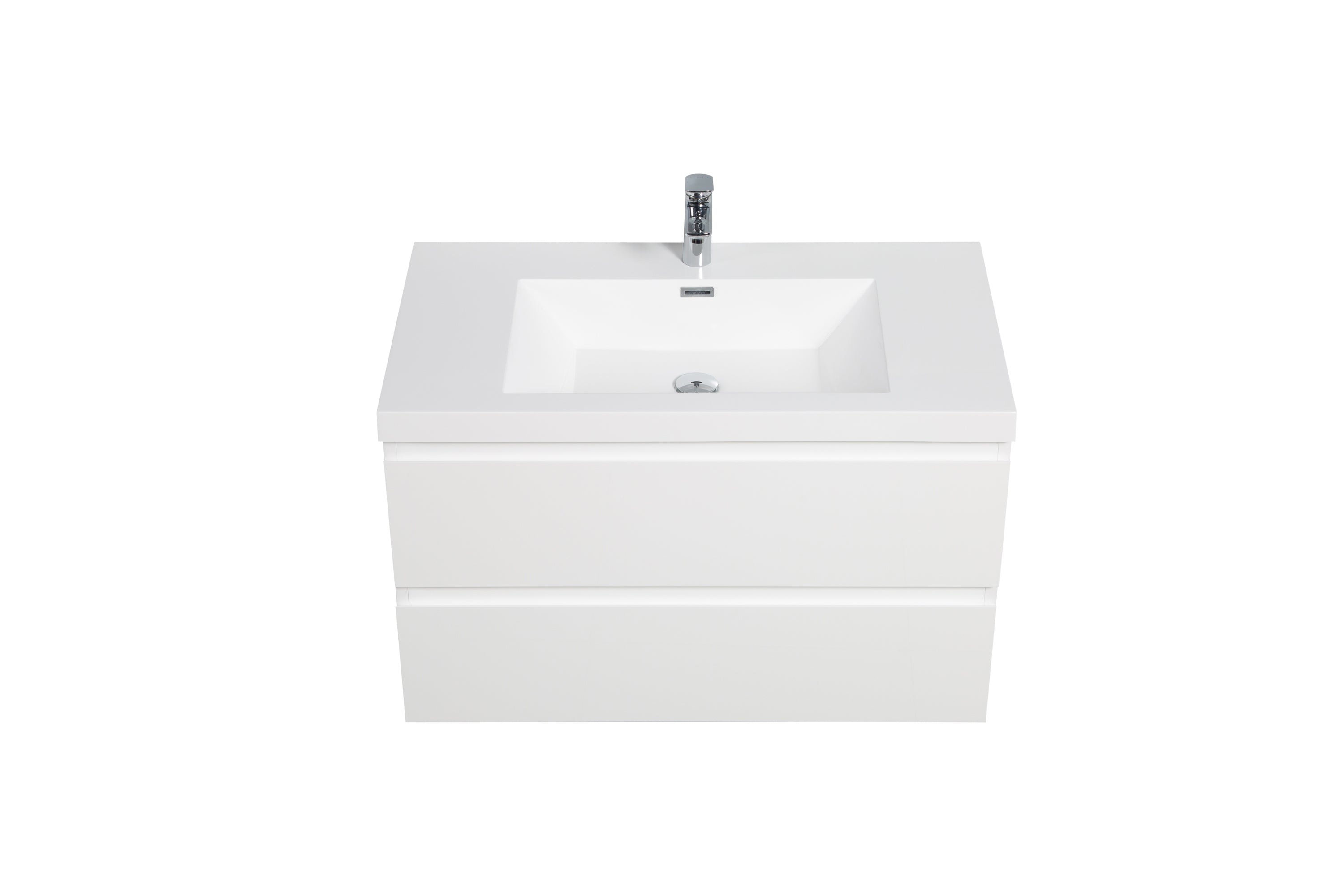 36" Floating Bathroom Vanity with Sink, Modern Wall-Mounted Bathroom Storage Vanity Cabinet with Resin Top Basin and Soft Close Drawers, Glossy White 24V11-36GW