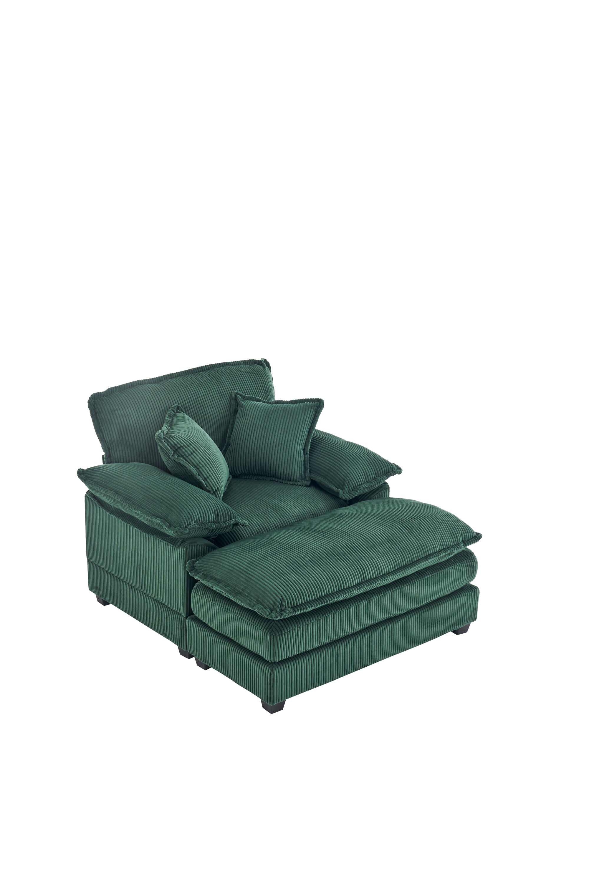 56.3 Inch Corduroy single sofa With  2 toss pillows and a ottoman ,Comfy Sofa- Deep Seat Couch for Living Room