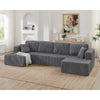 Grey U-shape modular corduroy sectional sofa, full front view