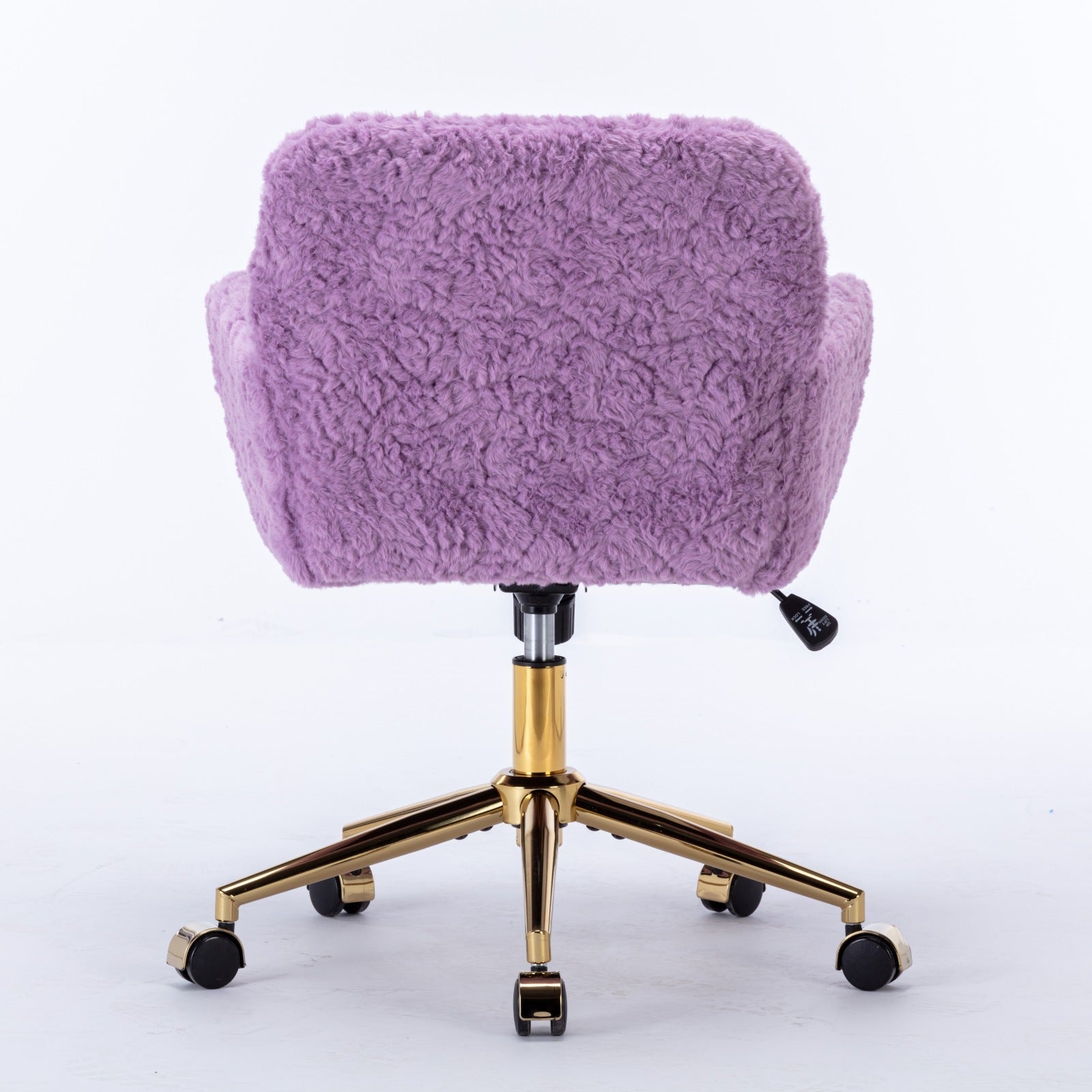 A&A Furniture Office Chair,Artificial rabbit hair Home Office Chair with Golden Metal Base,Adjustable Desk Chair Swivel Office Chair,Vanity Chair(Violet)