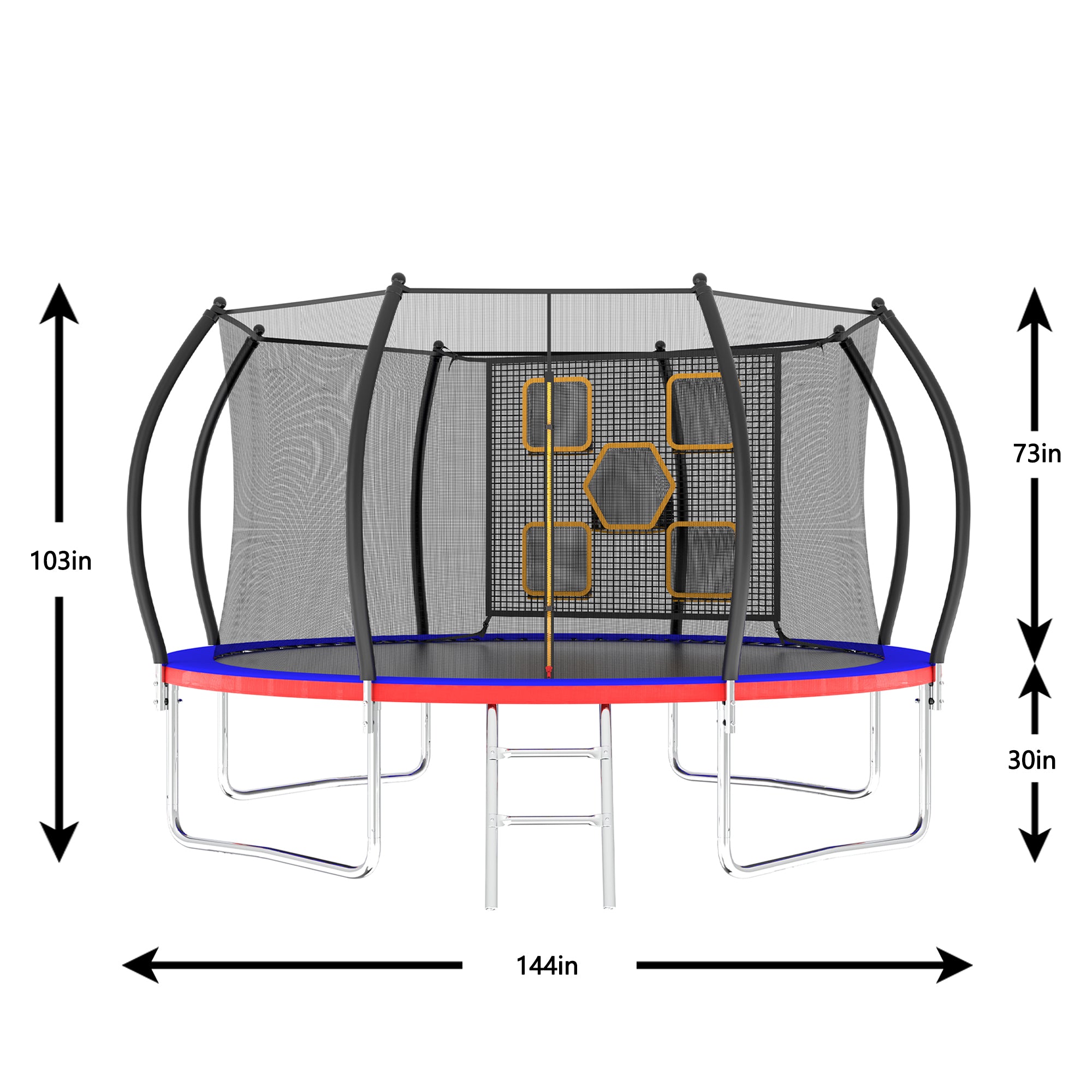 12FT Trampoline with Enclosure - Recreational Trampolines with Ladder, ASTM Approval Outdoor Trampoline for Kids