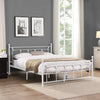 Queen Size Metal Bed Frame with Headboard and Footboard (White)