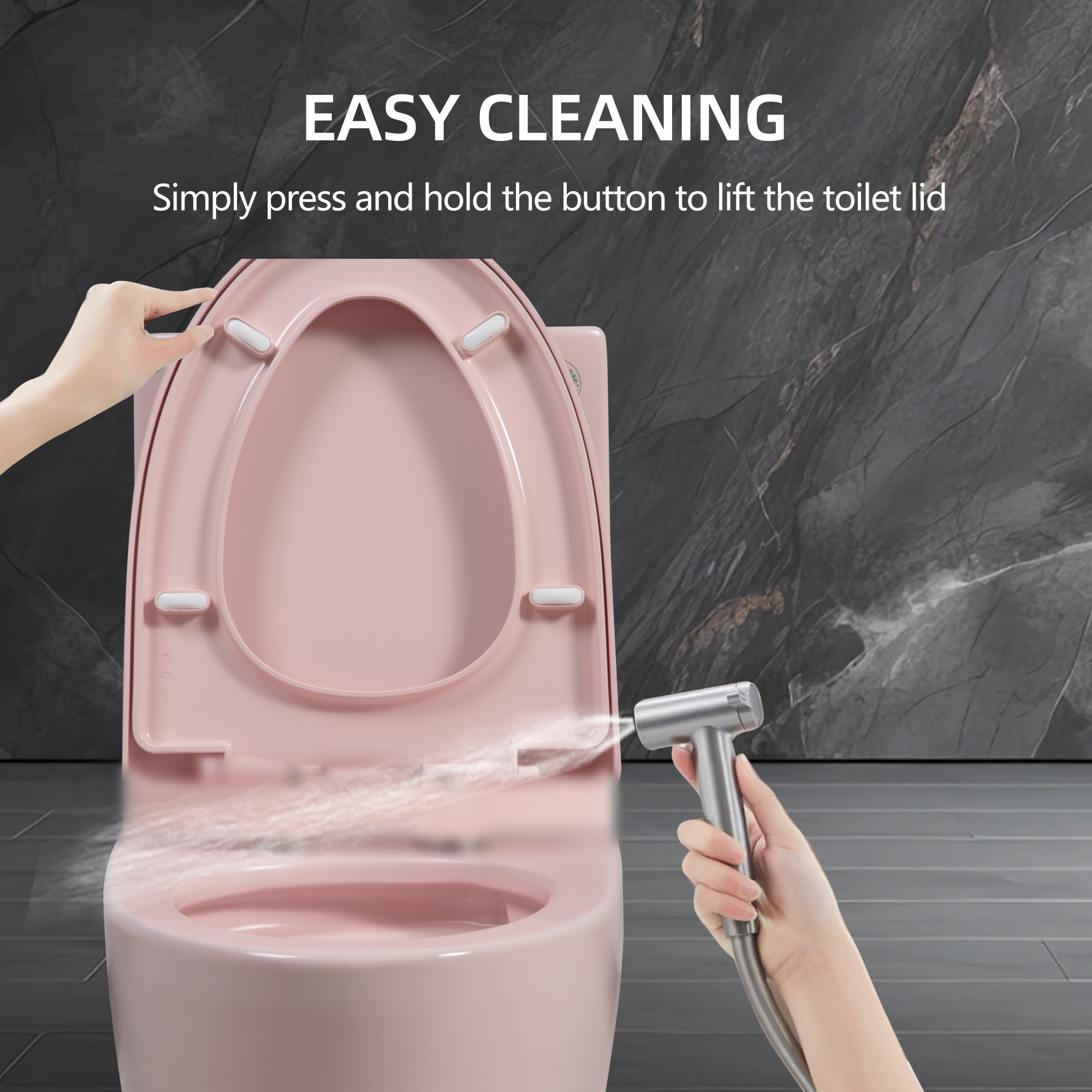 1.1/1.60 GPF Dual-Flush One Piece Toilet, Water-Saving Elongated Comfort Height Floor Mounted, Soft Close 1000 Gram Map Flushing Score Toilet, Rose 23T01-RS