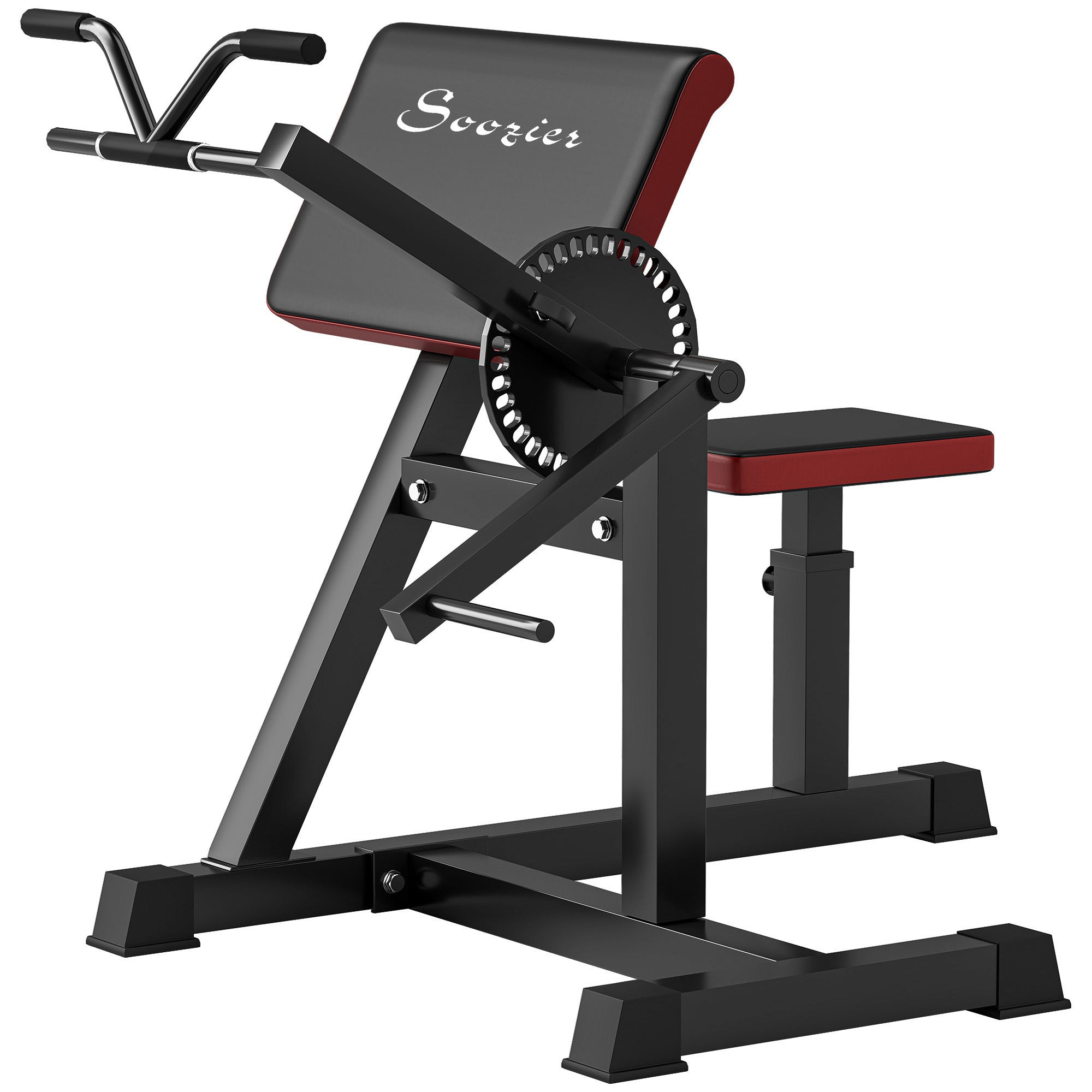 Soozier 2-In-1 Bicep Preacher Curl Bench with Adjustable Seat and Elbow Cushion, Plate Loaded Bicep Curl Machine & Tricep Extension Machine for Home Gym Workout