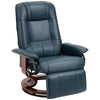 HOMCOM Faux Leather Manual Recliner with Swivel Wood Base, Blue