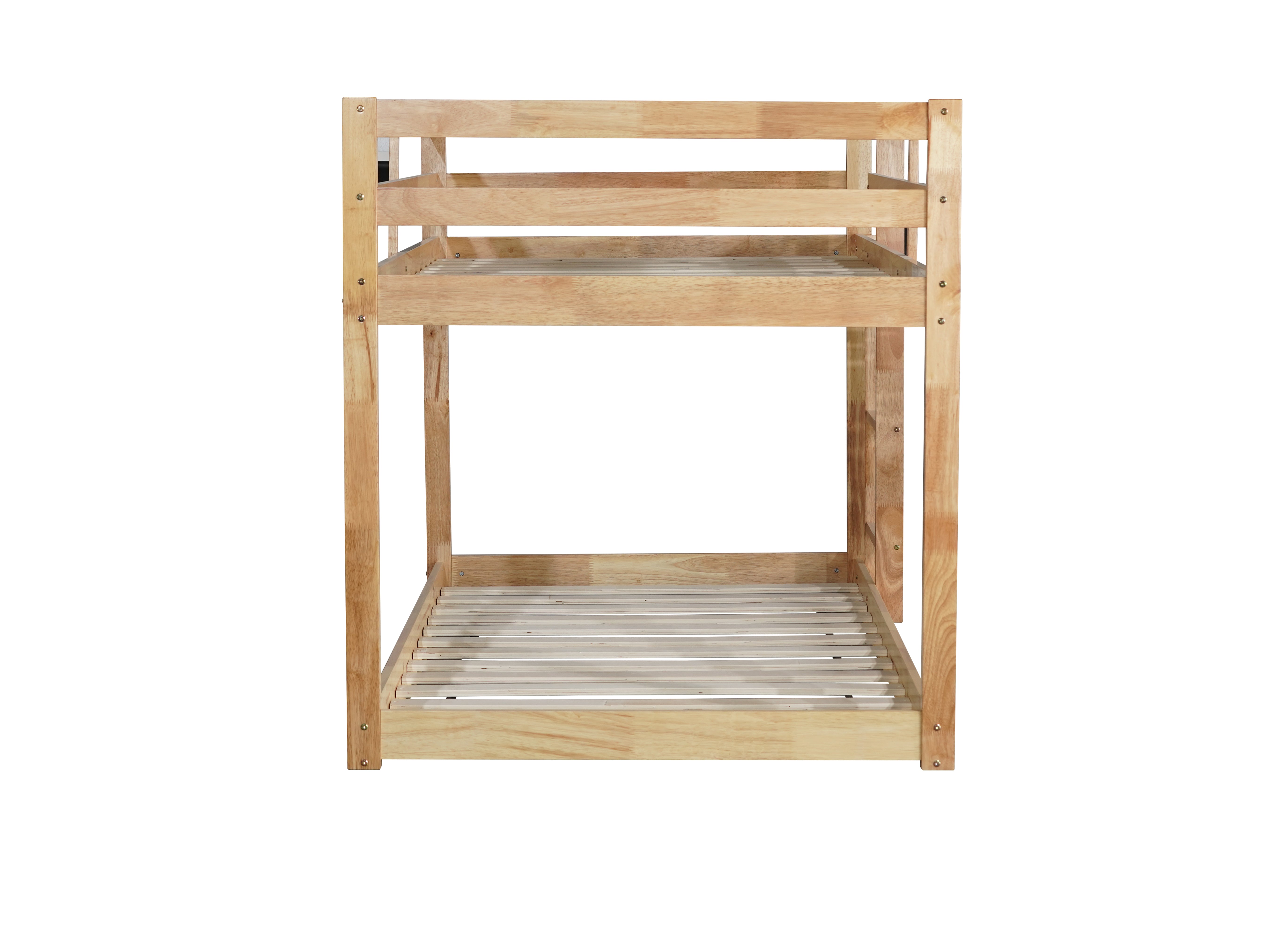 Natural twin over twin bunk bed ladder close-up detail
