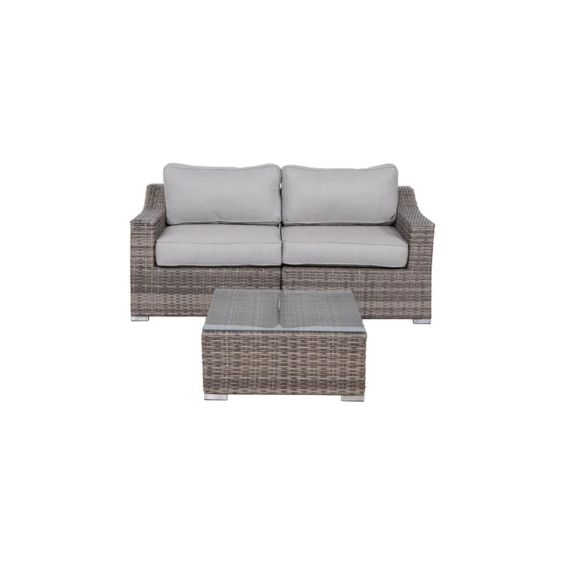 Fully Assembled 2-Person Wicker Seating Set with Cushions