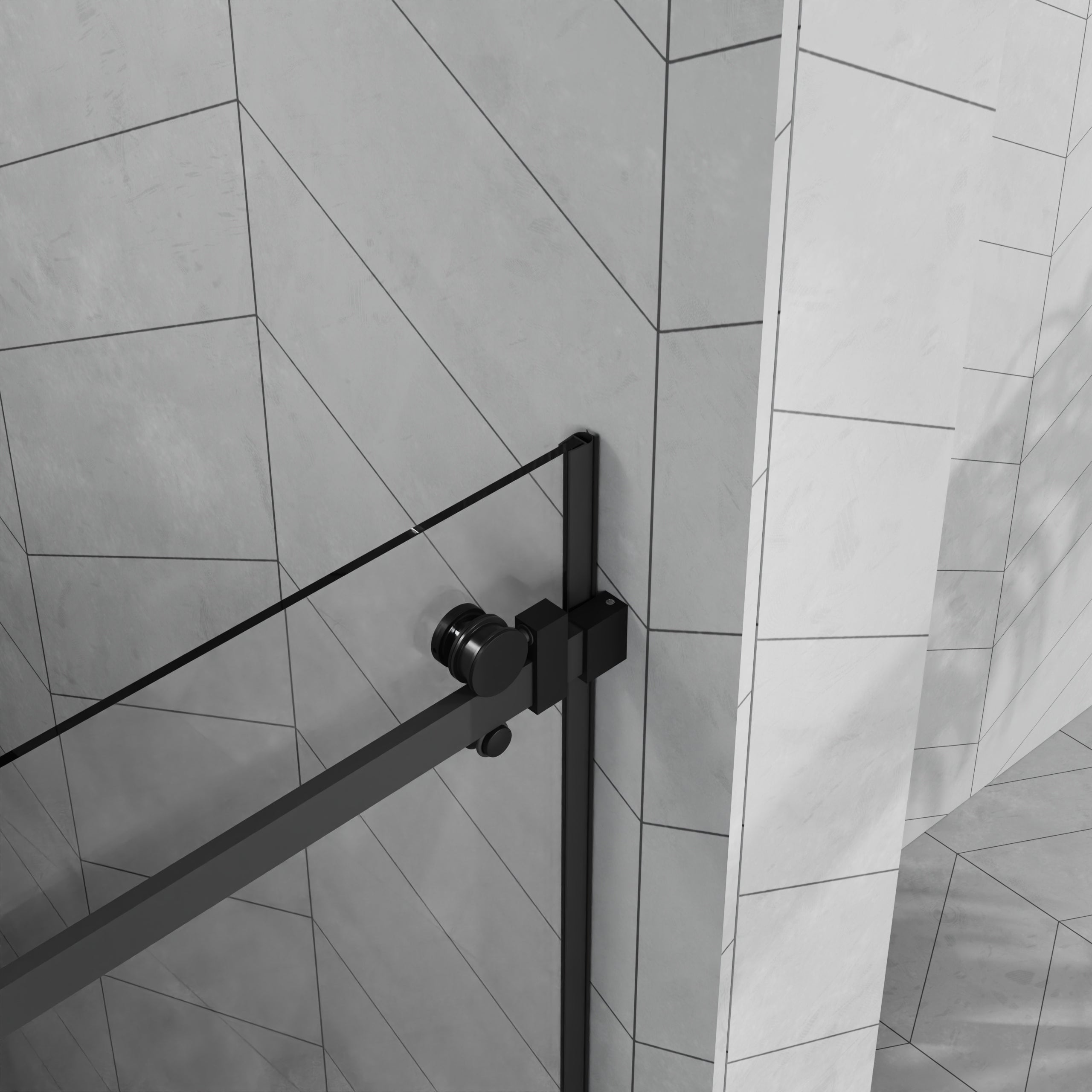 48 x 72 in Sliding Shower Door with Base - 48 x 72 in / Matte Black / White Base view 3