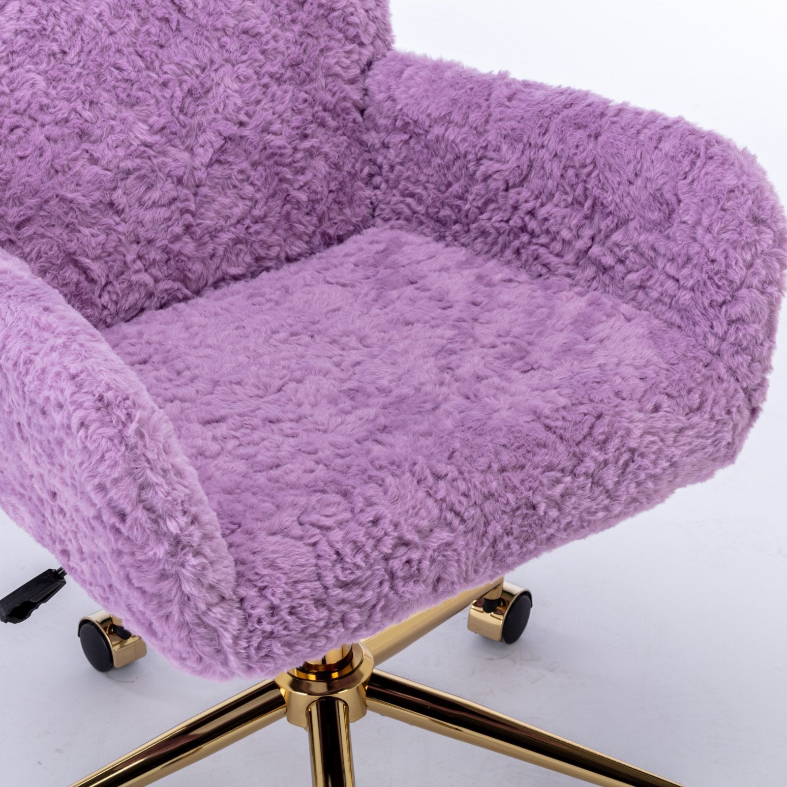 A&A Furniture Office Chair,Artificial rabbit hair Home Office Chair with Golden Metal Base,Adjustable Desk Chair Swivel Office Chair,Vanity Chair(Violet)