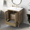 24" Bathroom Vanity with Ceramic Basin, Rattan Bathroom Storage Cabinet with Two Doors and Drawer, Solid Frame, Natural (OLD SKU: JL000008AAD)