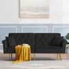 BLACK Velvet Tufted Sofa Couch with 2 Pillows and Nailhead Trim