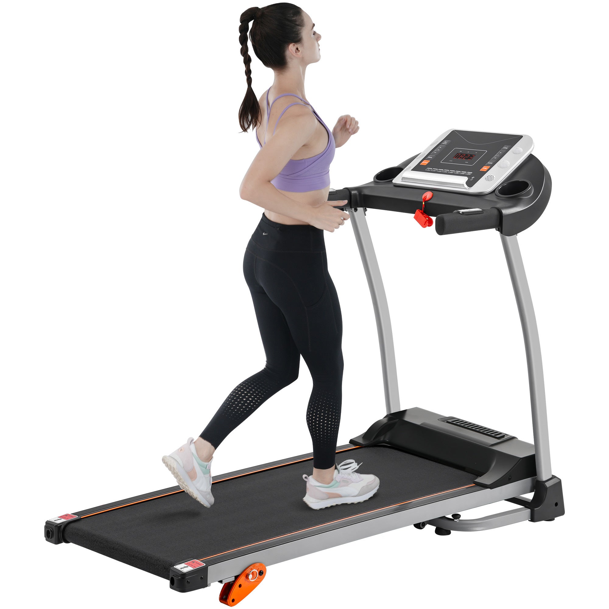 Easy Folding Treadmill for Home Use, 2.5HP Electric Running, Jogging & Walking Machine with Device Holder & Pulse Sensor, 3-Level Incline Adjustable Compact Foldable