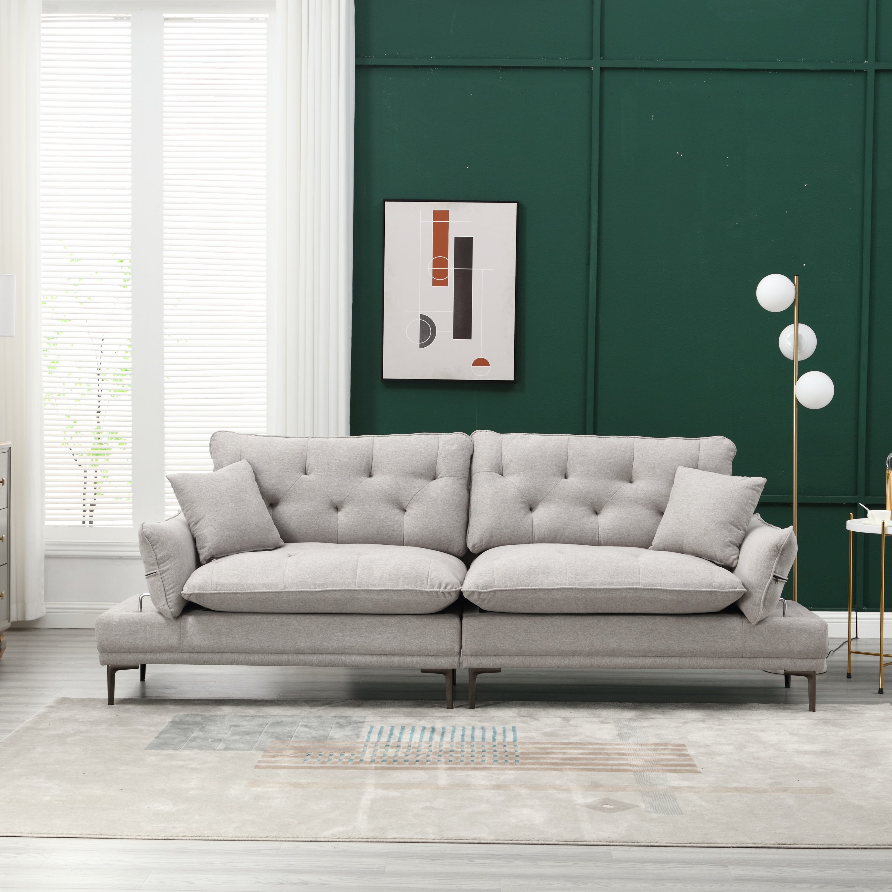 UNITED Linen Sofa , Accent sofa loveseat sofa with metal feet