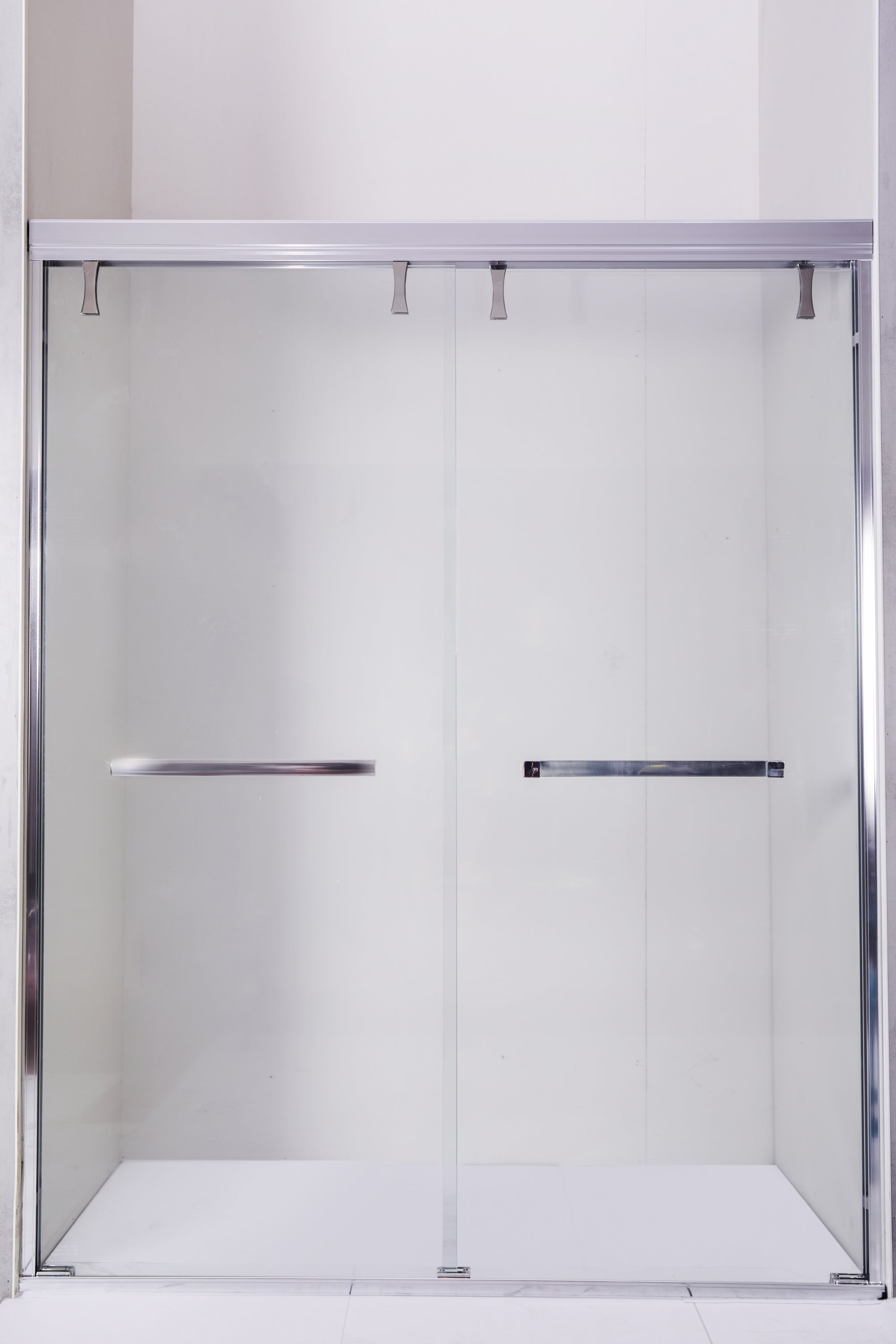 (44 - 48"W x 72"H), (56 - 60"W x 72"H) Semi-Frameless Shower Door, Double Sliding Shower Door, 1/4" (6mm) Clear Tempered Glass Shower Door with Explosion-Proof Film, Brushed Nickel