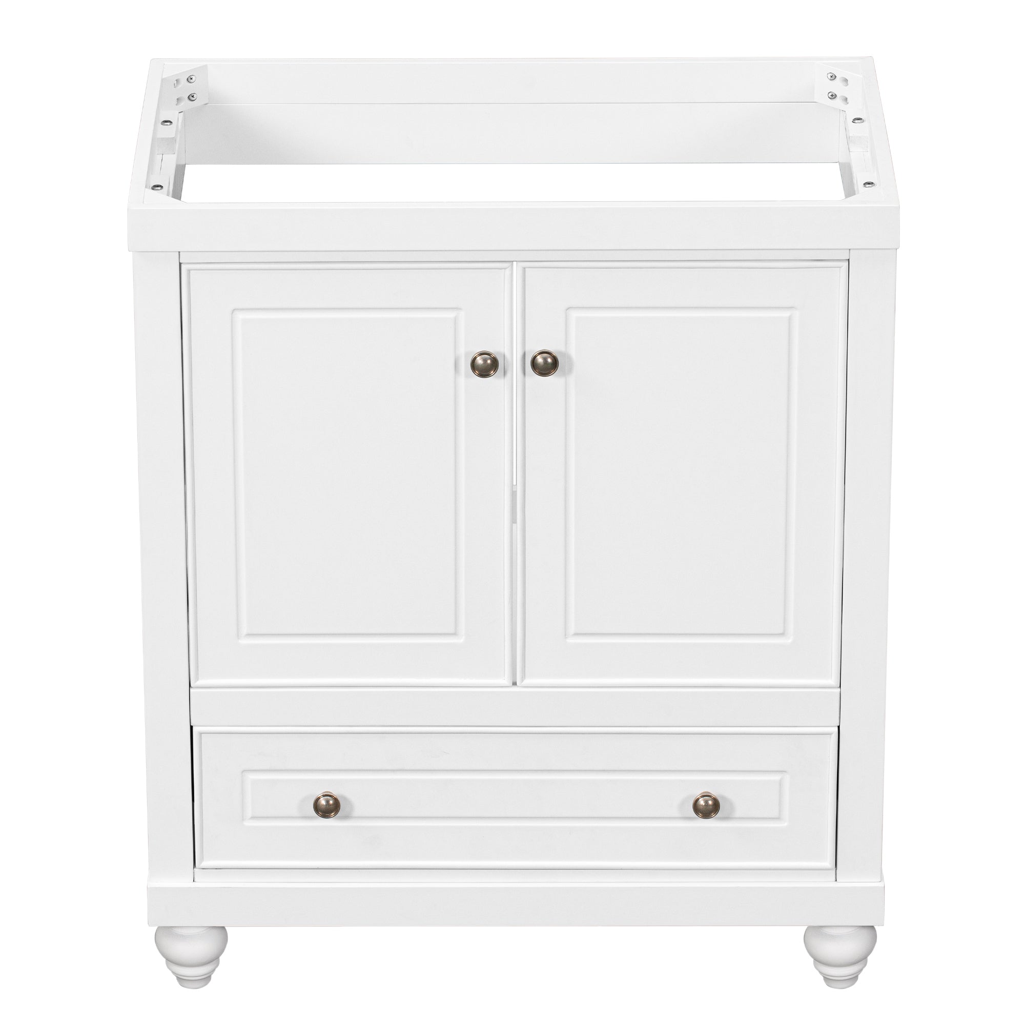 30" Bathroom Vanity without Sink, Base Only, Cabinet with Doors and Drawer, Solid Frame and MDF Board, White