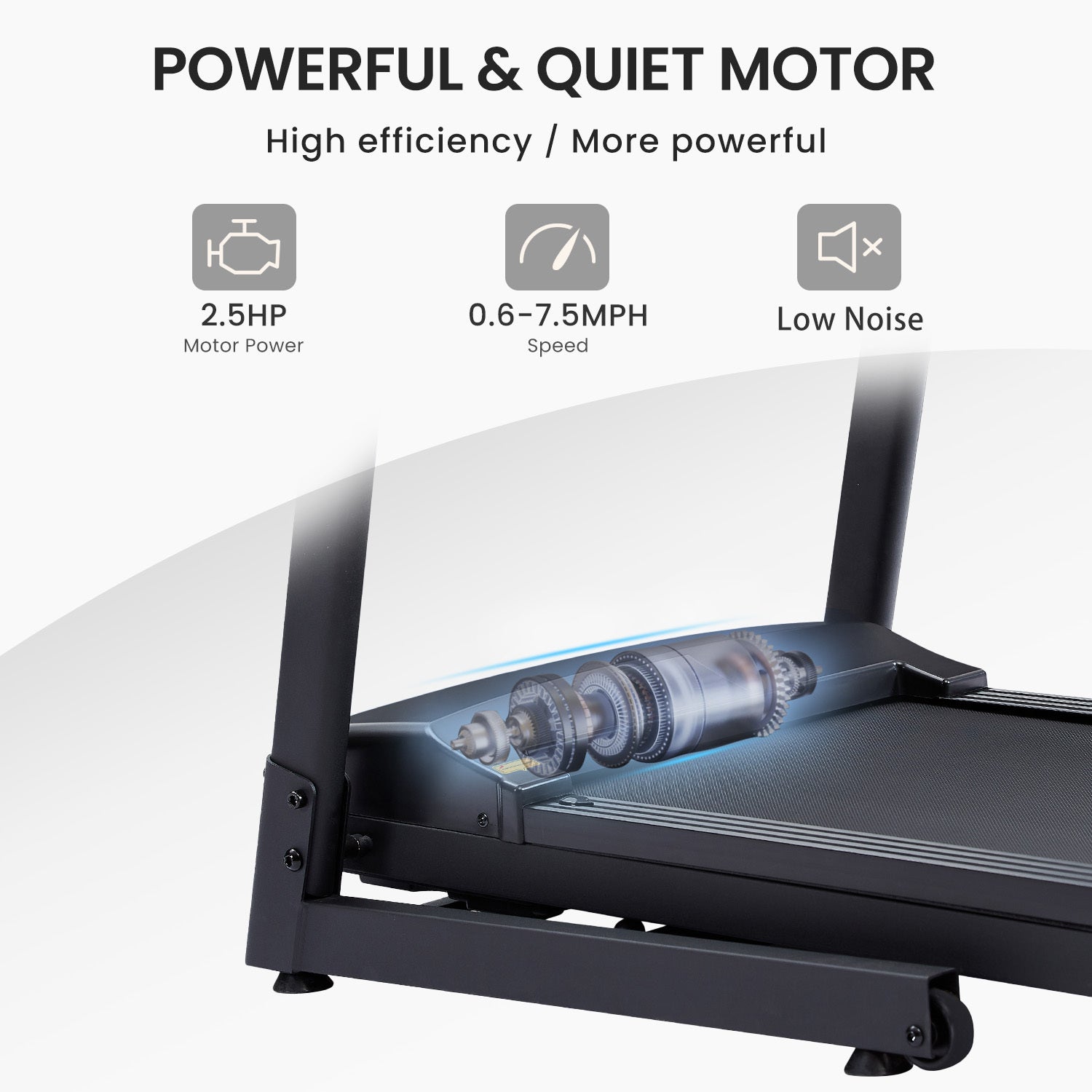 Treadmills - 2.5 HP hydraulic folding removable treadmill with 3-speed incline adjustment, 12 preset programs, 3 countdown modes, heart rate, bluetooth and more, suitable for home and gym use