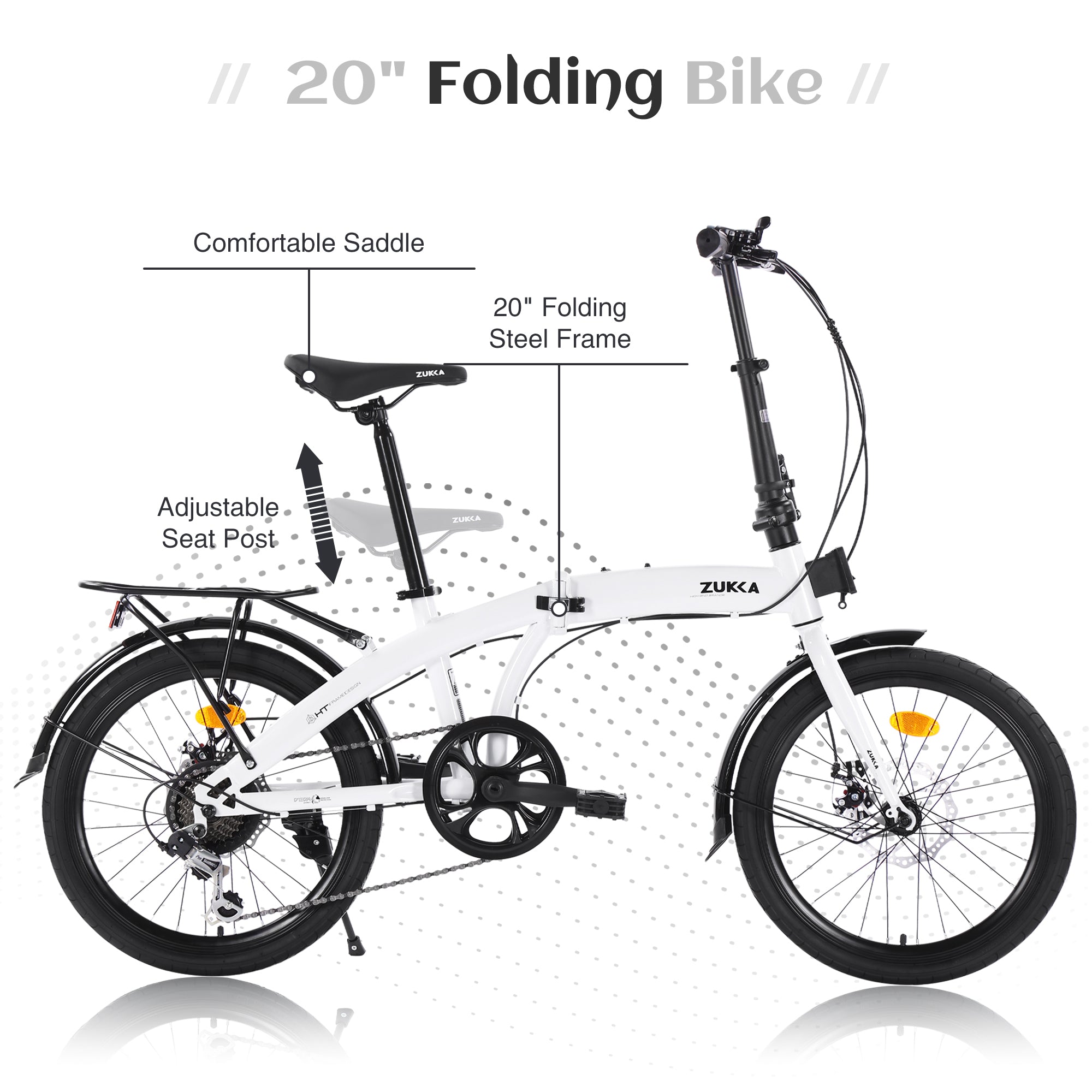 20" Folding Bike Steel Frame 7 Speed  City Bike