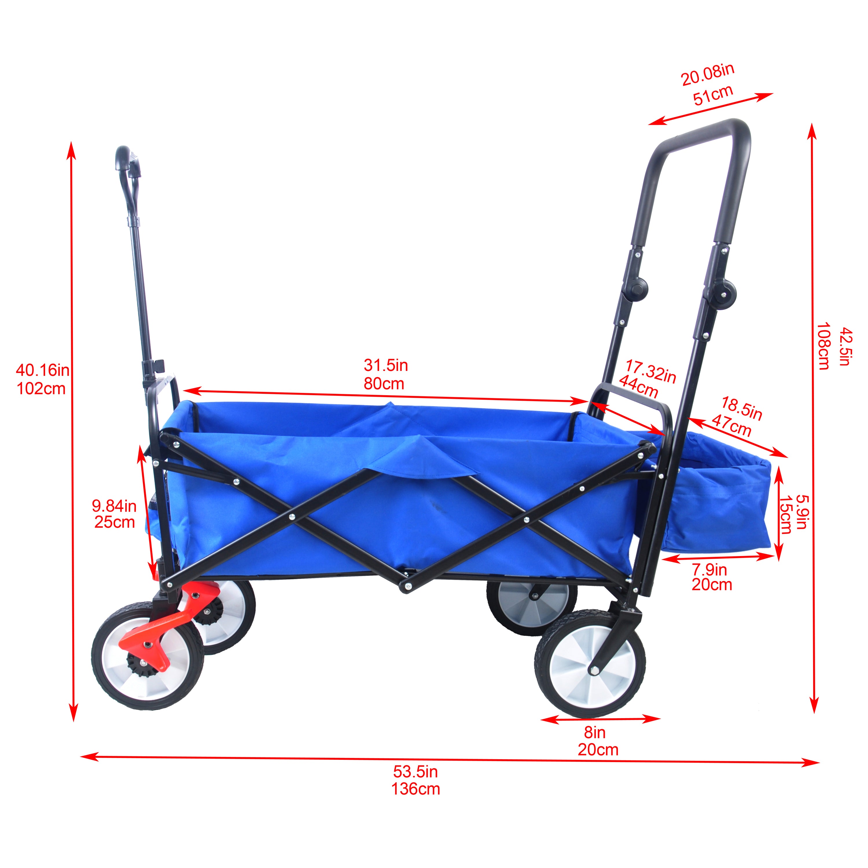 folding wagon Collapsible Outdoor Utility Wagon, Heavy Duty Folding Garden Portable Hand Cart, Drink Holder, Adjustable Handles