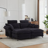 [New] Deep Seat Sectional Sofa, Comfortable Cloud Sofa with Ottomans, loveseat or 4-seater Sofa, 85.8''Modern Corduroy Upholstered Sectional Sofa for Living Room, Apartment, Studio, Office (Black).