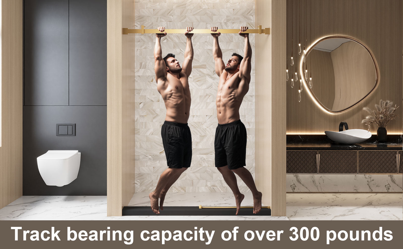 56-60 x 60 in Frameless Single Sliding Square-Tube Tub Door - 56-60 x 60 in / Brushed Gold / Square Tube view 12