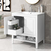 30" Bathroom Vanity with Sink, Multi-functional Bathroom Cabinet with Doors and Drawers, Solid Frame and MDF Board, White