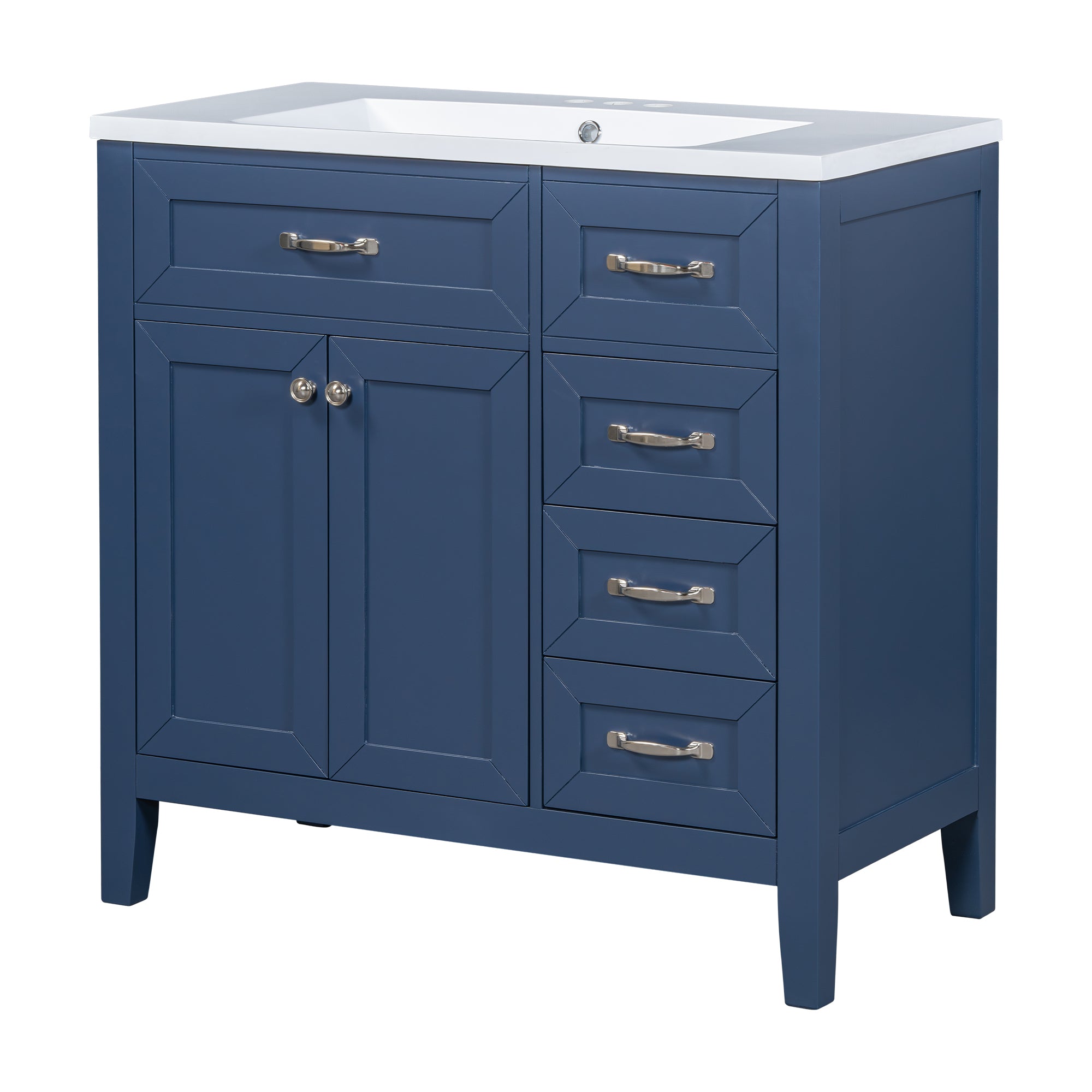 36" Bathroom Vanity with Sink Combo, Blue Bathroom Cabinet with Drawers, Solid Frame and MDF Board