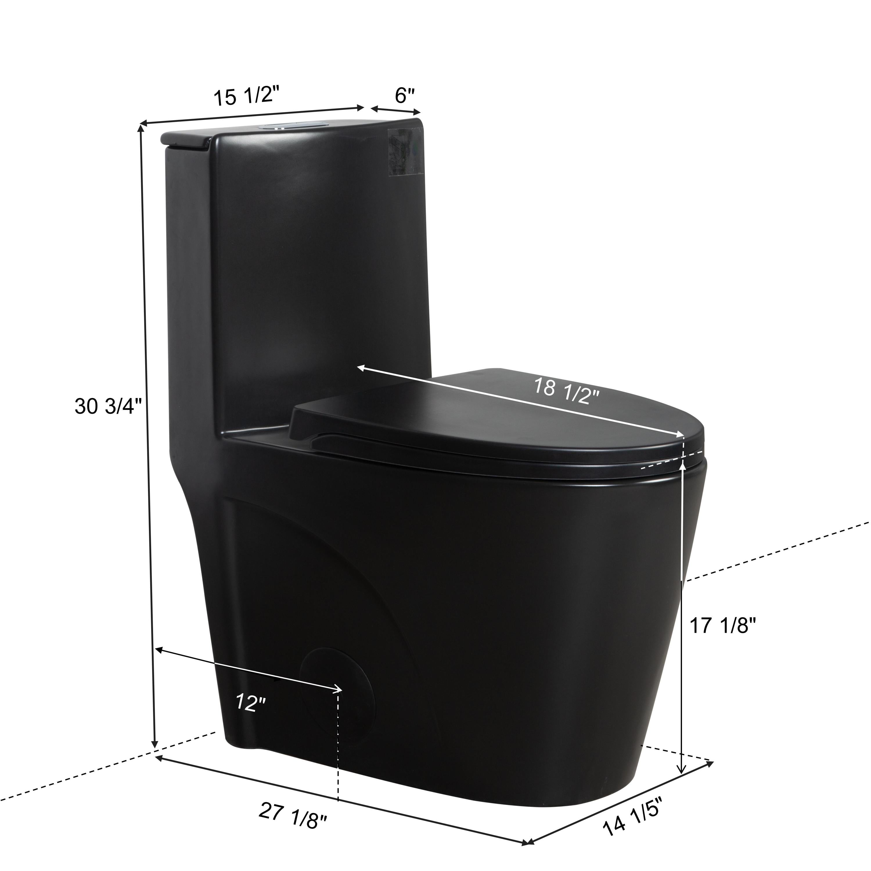 1.1/1.60 GPF Dual-Flush One Piece Toilet, Water-Saving Elongated Comfort Height Floor Mounted, Soft Close Seat, 1000 Gram Map Flushing Score Toilet, Matte Black 23T01-MB-1