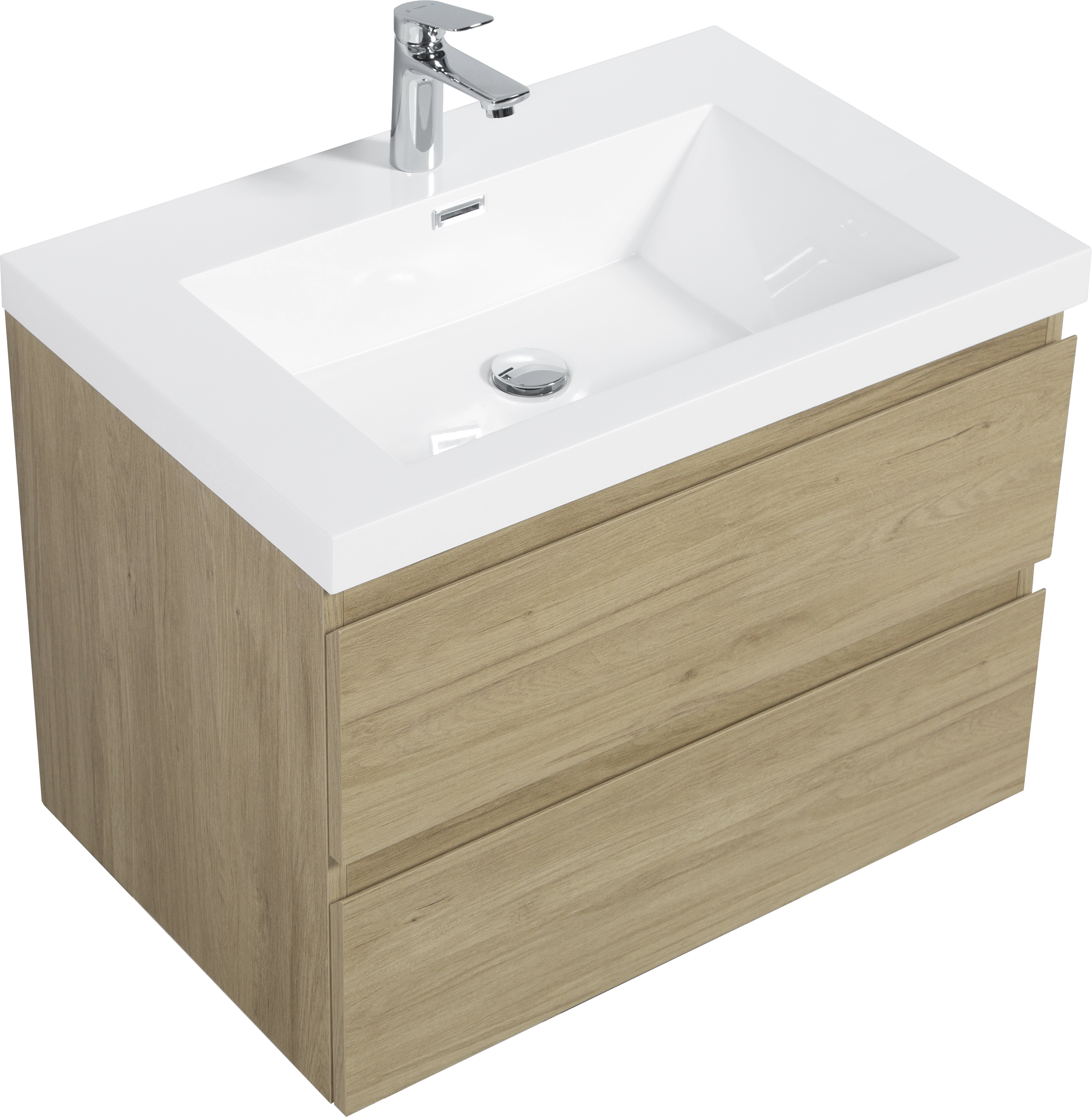 30" Floating Bathroom Vanity with Sink, Modern Wall-Mounted Bathroom Storage Vanity Cabinet with Resin Top Basin and Soft Close Drawers, Natural Oak 24V11-30NO