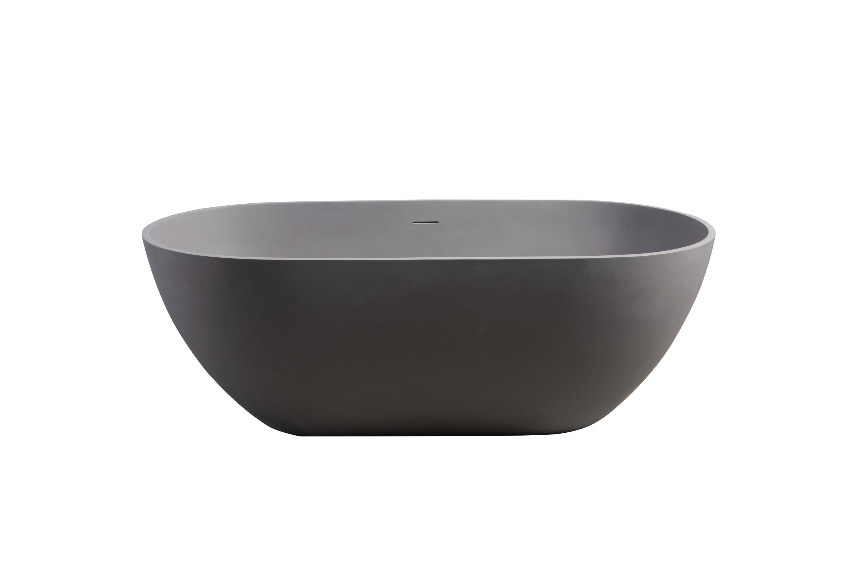 63" Luxury Engineered Solid Surface Bathtub, Stone Resin Freestanding Soaking Bathtub with Overflow and Pop-up Drain for Contemporary Bathroom, Matte Grey 23S03-63MG