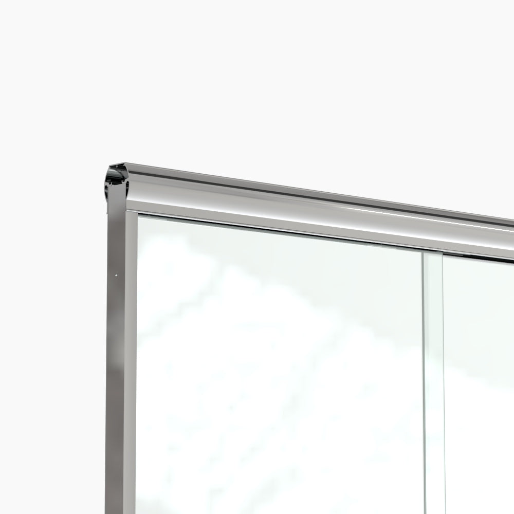 Semi-Frameless Sliding Shower Door 56-60"W x 72"H, Bathroom Sliding Door with 5/16" Clear Tempered Glass,Chrome Finish, Designed for Smooth Door Closing