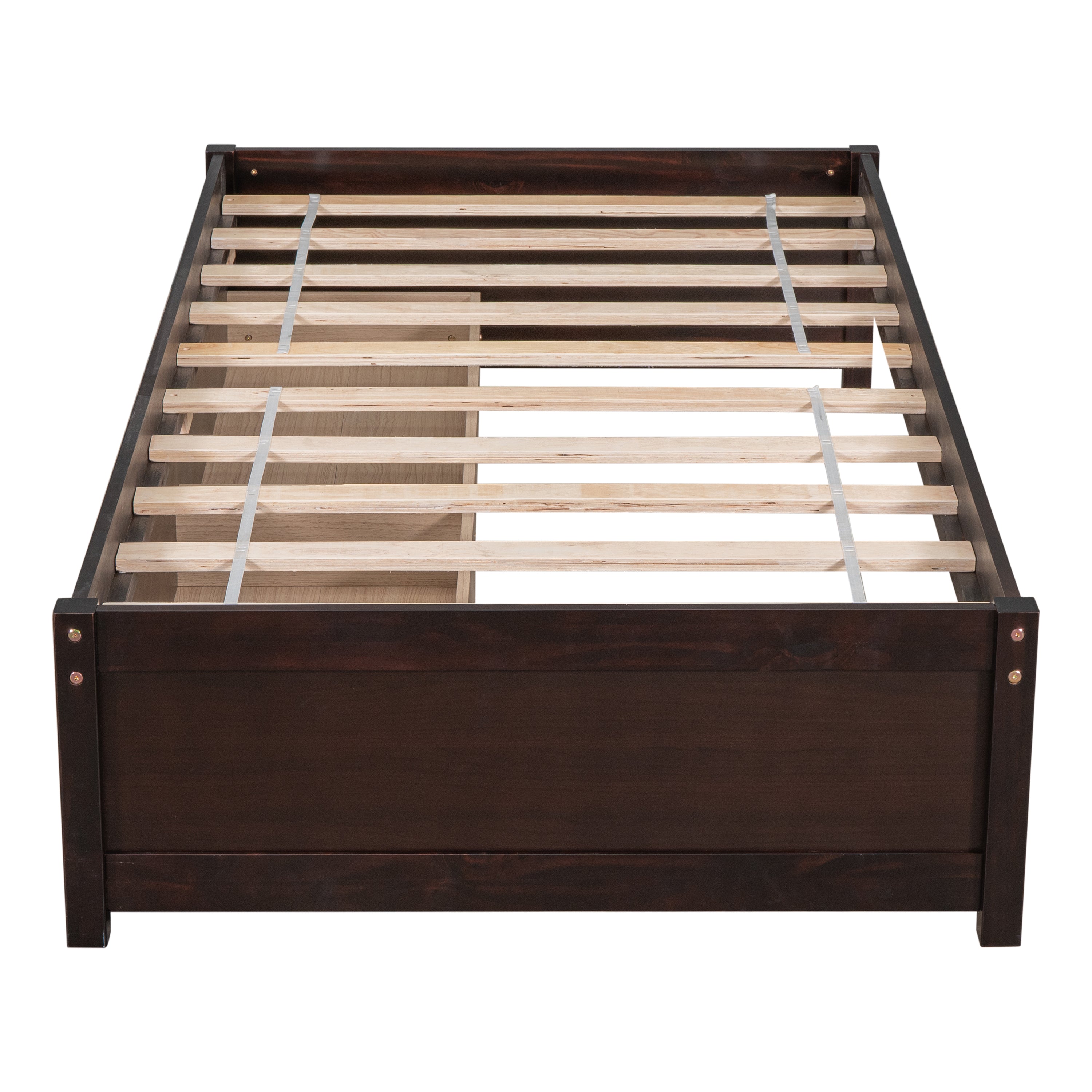 Twin Bed with 2 Drawers, Solid Wood, No Box Spring Needed ,Espresso(Old SKU:W50441670)