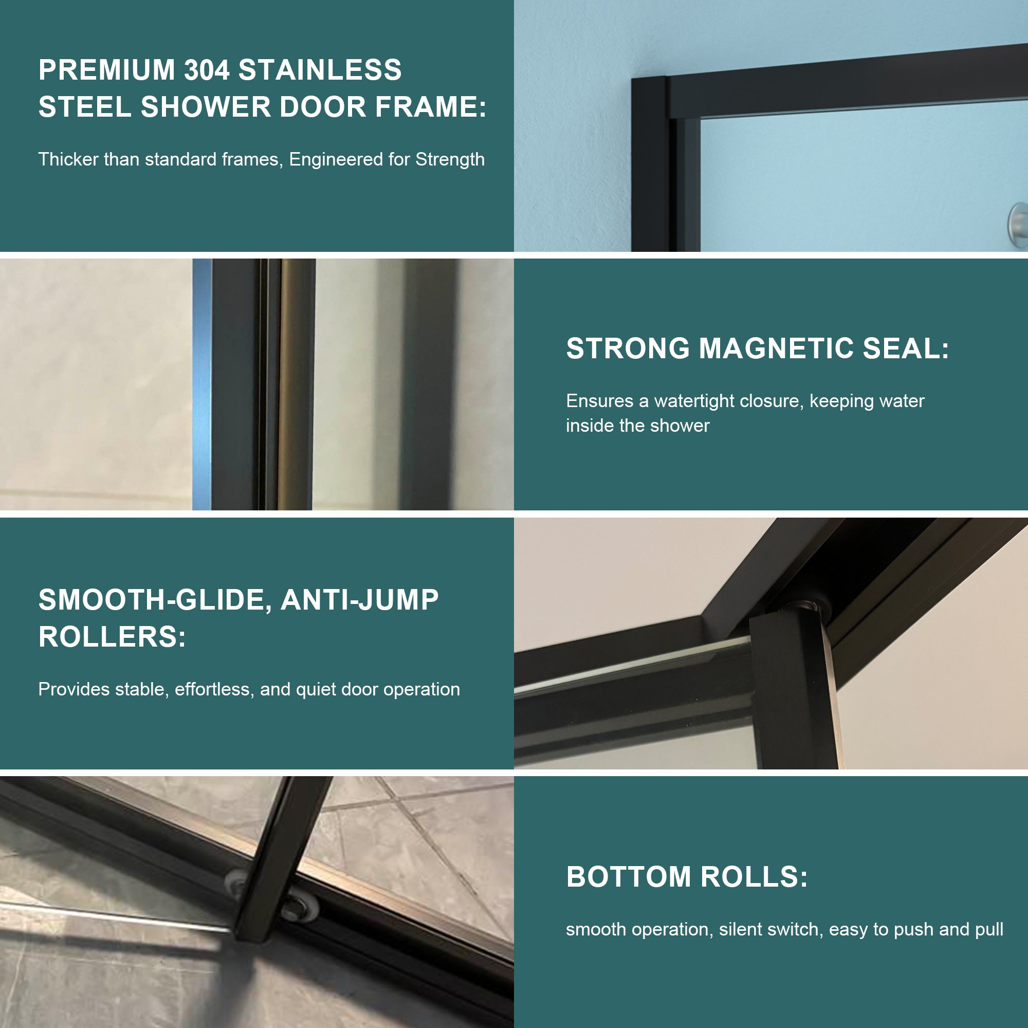 42 x 76 in Diamond Corner Shower Door - 42 x 76 in / Matte Black view 5