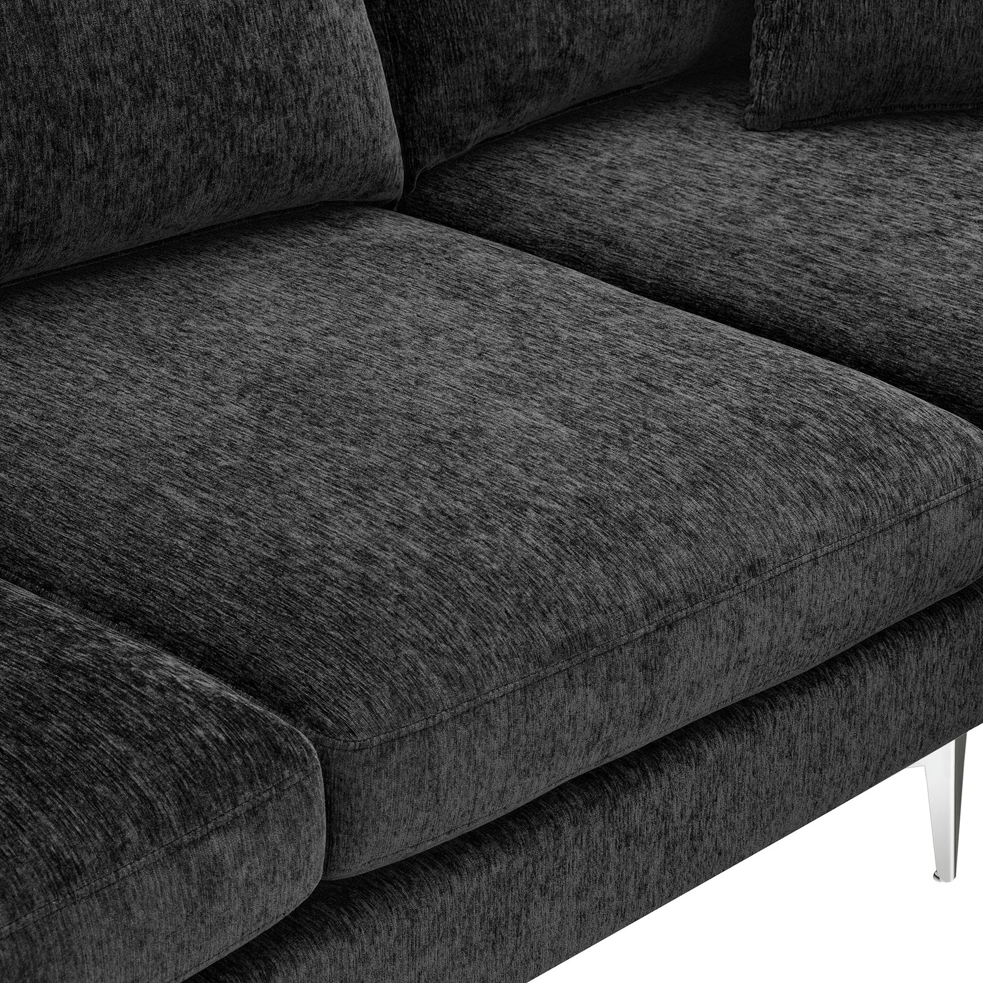 [VIDEO provided][New]84 "Modern Chenille L-Shaped Sofa with Reversible Lounge,Convertible Sectional Couch Set,4 Seat Indoor Furniture with Reversible Chaise,Fit for Living Room, Apartment(2 Pillows)