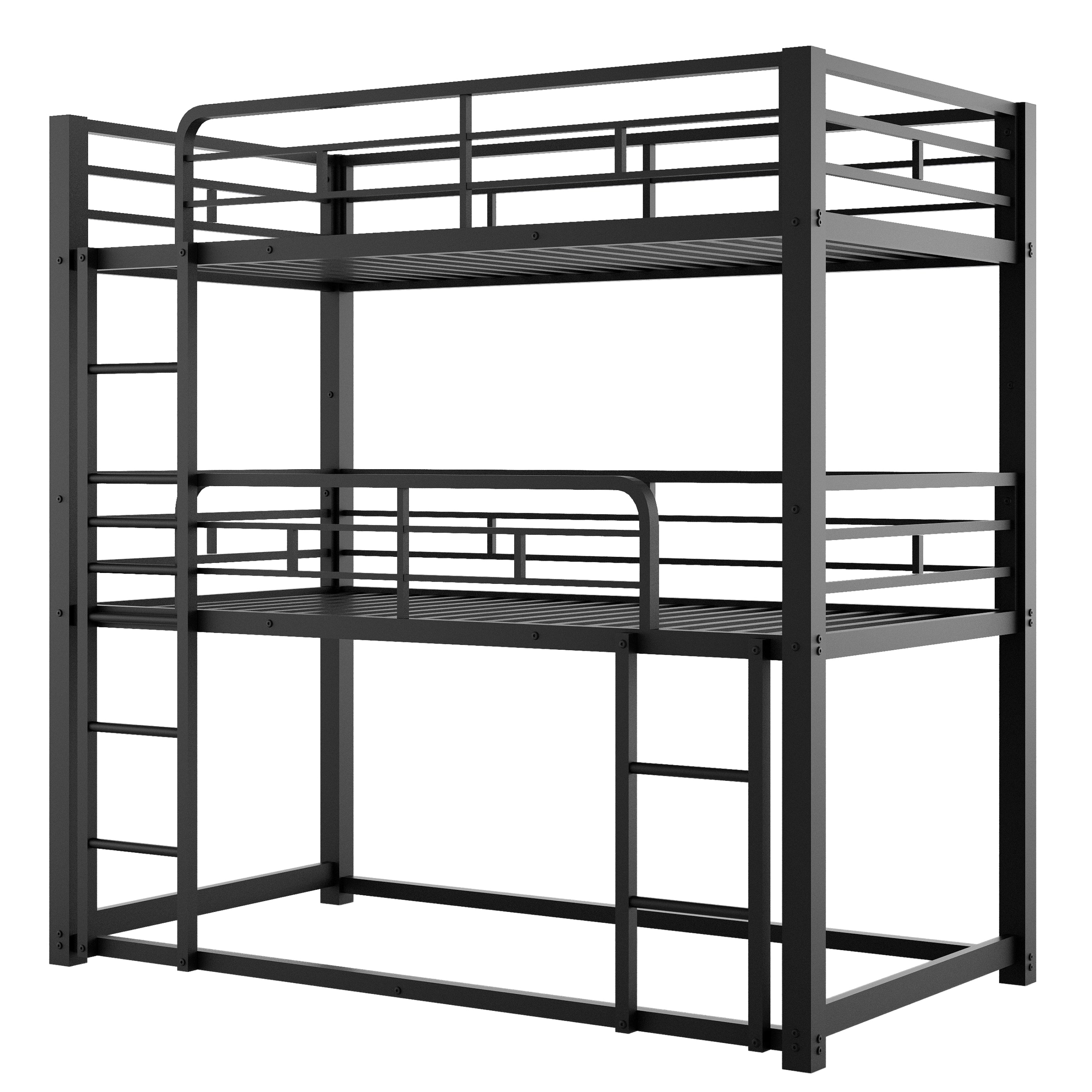 Metal Twin Size Triple Bunk Bed, Black(Old SKU: SM000230AAB-1)