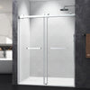 60"W x 76"H Double Sliding Frameless Shower Door Brushed Nickel Without Buffer