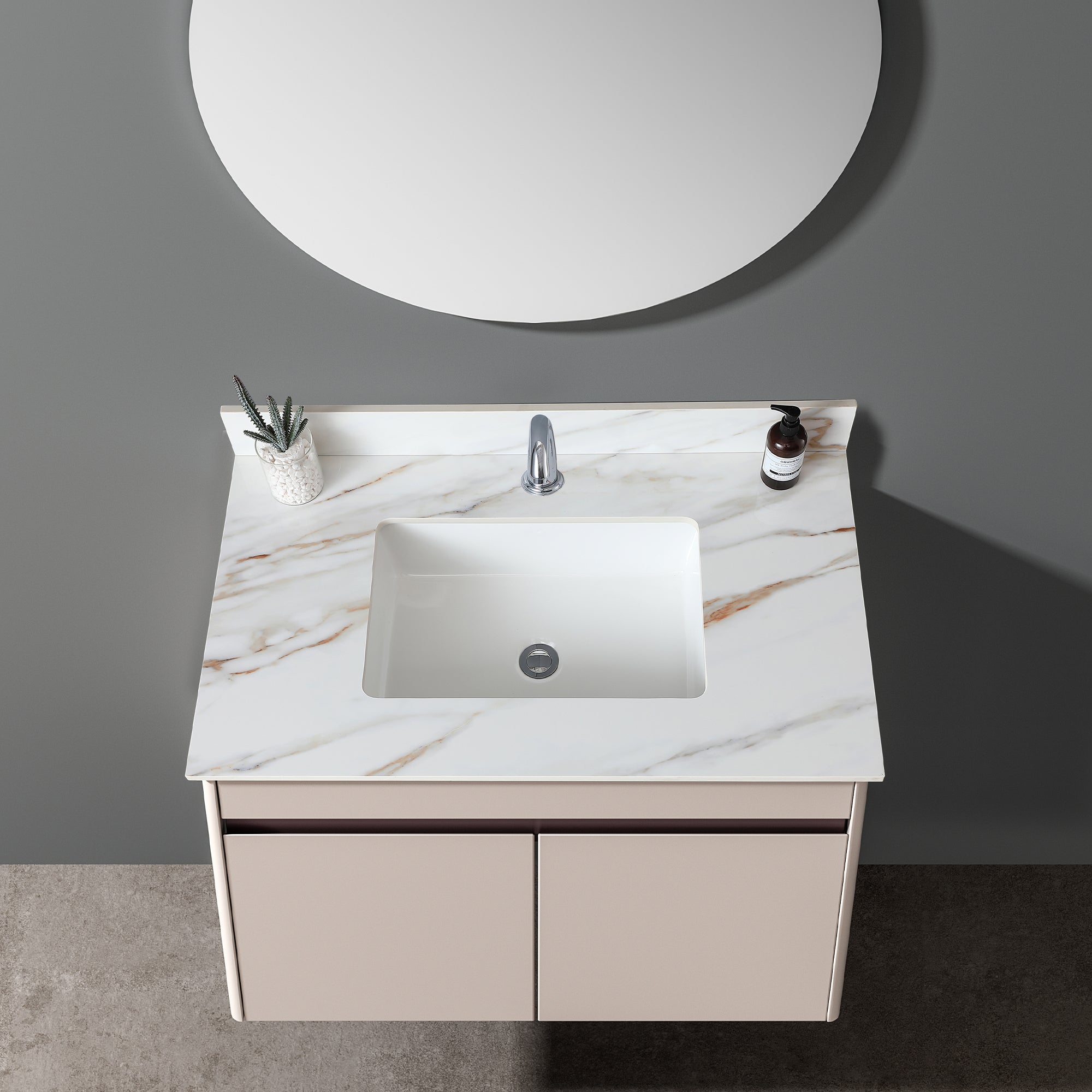 37 Inch Marble Vanity Top, Bathroom Vanity Top with Undermount Rectangular Middle Sink and 4" Height Backsplash, Pre-Drilled  Faucet Hole  Vanity Top, Carrara white with veins