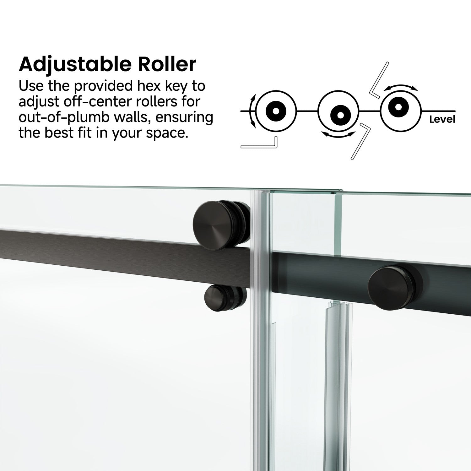 60 x 79 in Fixed and Sliding Square-Tube Shower Door - 60 x 79 in / Matte Black view 6
