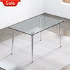 Modern Minimalist Rectangular Glass  Dining Table for 4-6 with 0.31" Tempered Glass Tabletop and Silver plating Metal Legs, Writing Table Desk, for Kitchen Dining Living Room, 51" *31"* 30" .F-1544