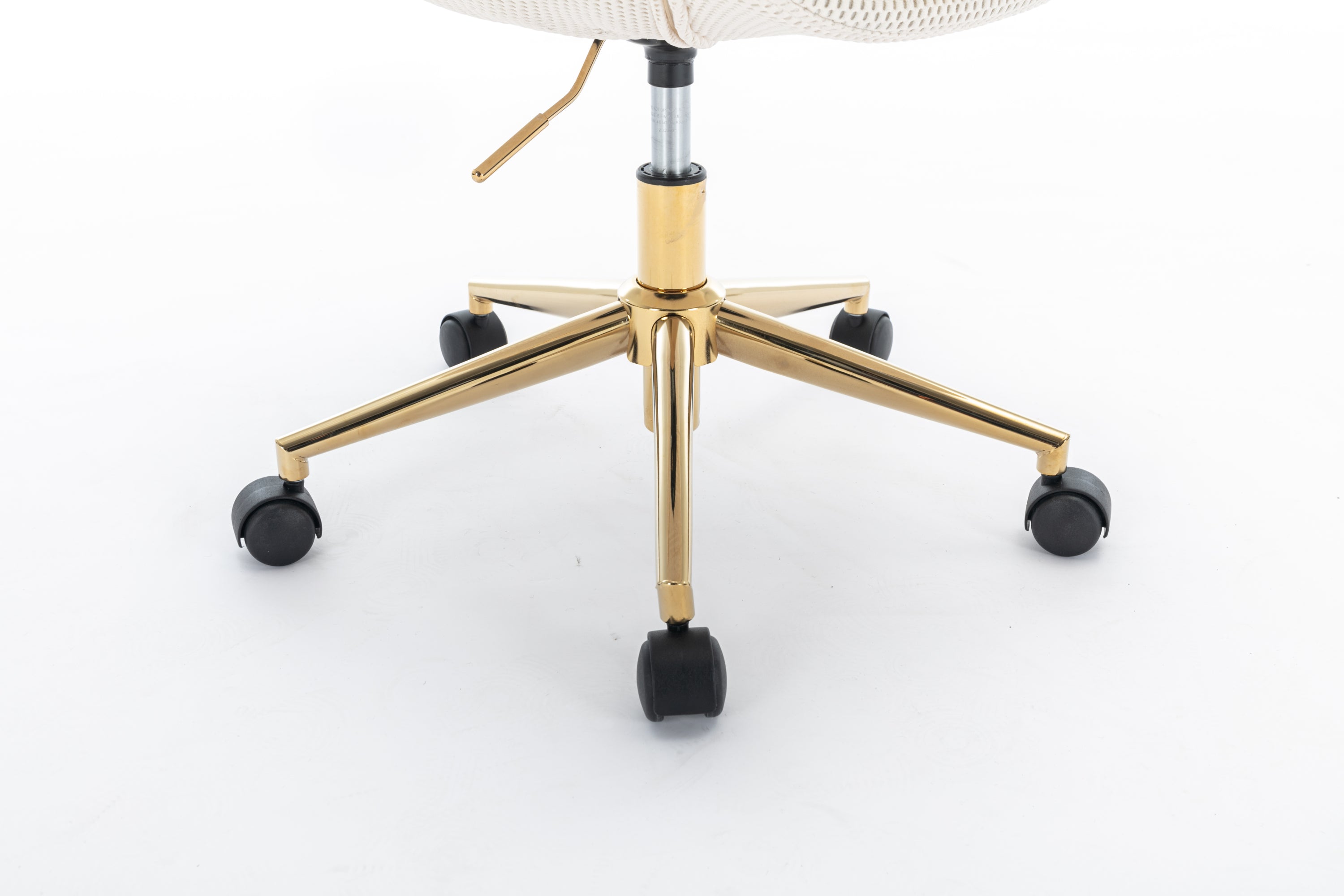 046-Mesh Fabric Home Office 360°Swivel Chair Adjustable Height With Gold Metal Base,Beige