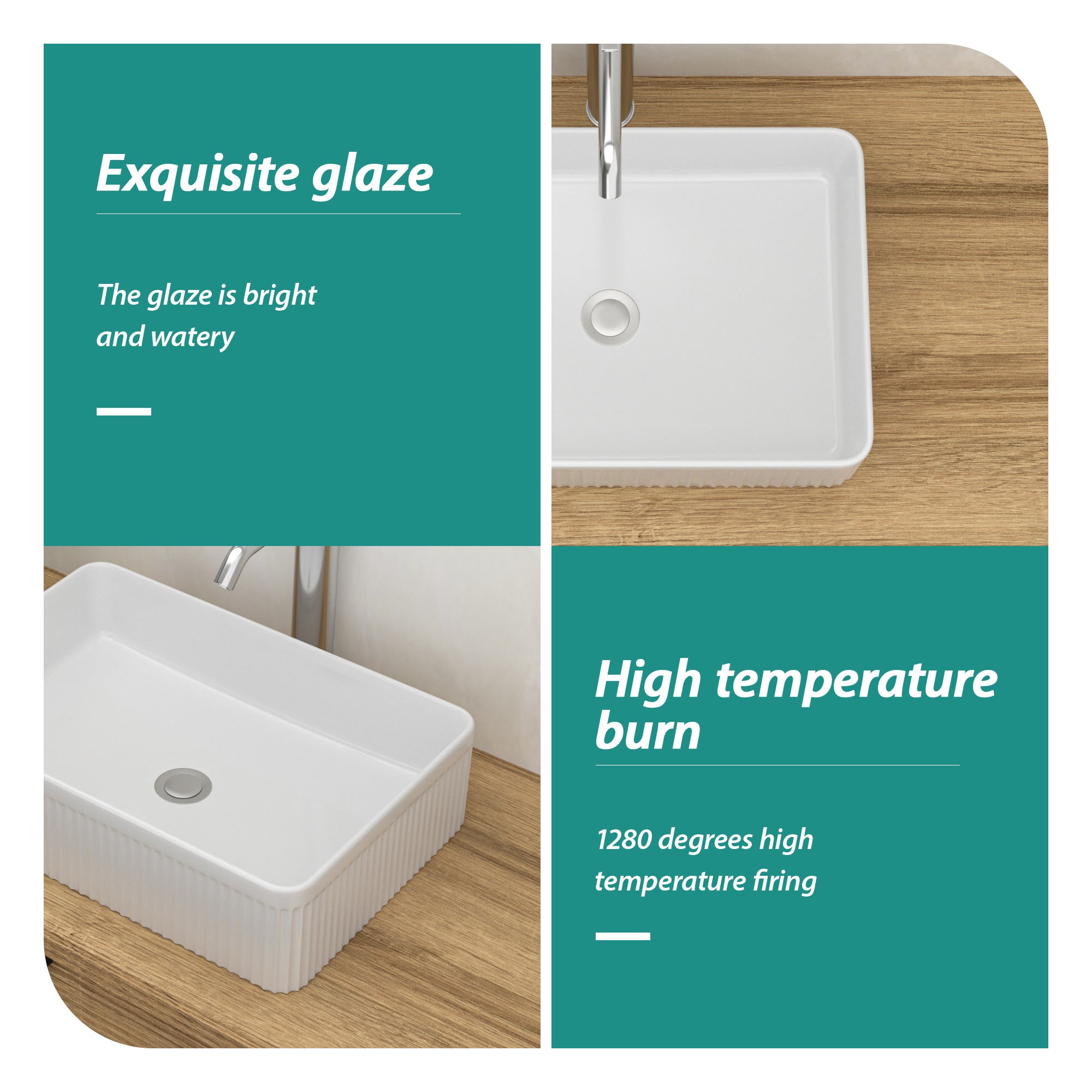 19.63"x13.69" White Ceramic Rectangular Vessel Bathroom Sink