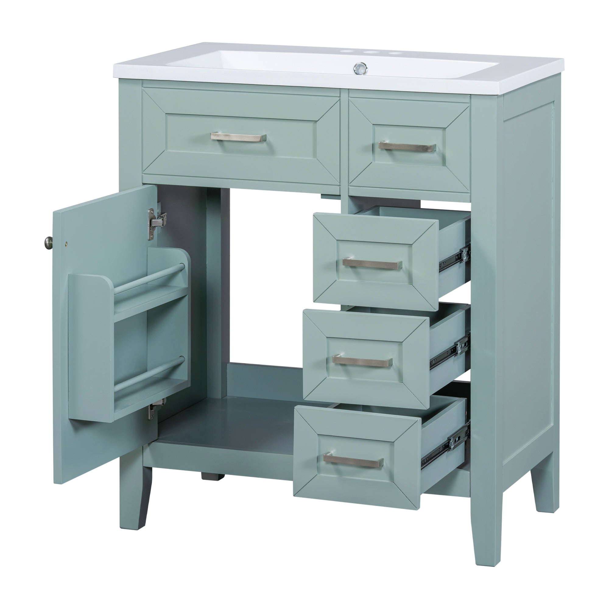 30" Bathroom Vanity with Sink Combo, Green Bathroom Cabinet with Drawers, Solid Frame and MDF Board (Old Sku:N725S999222F)