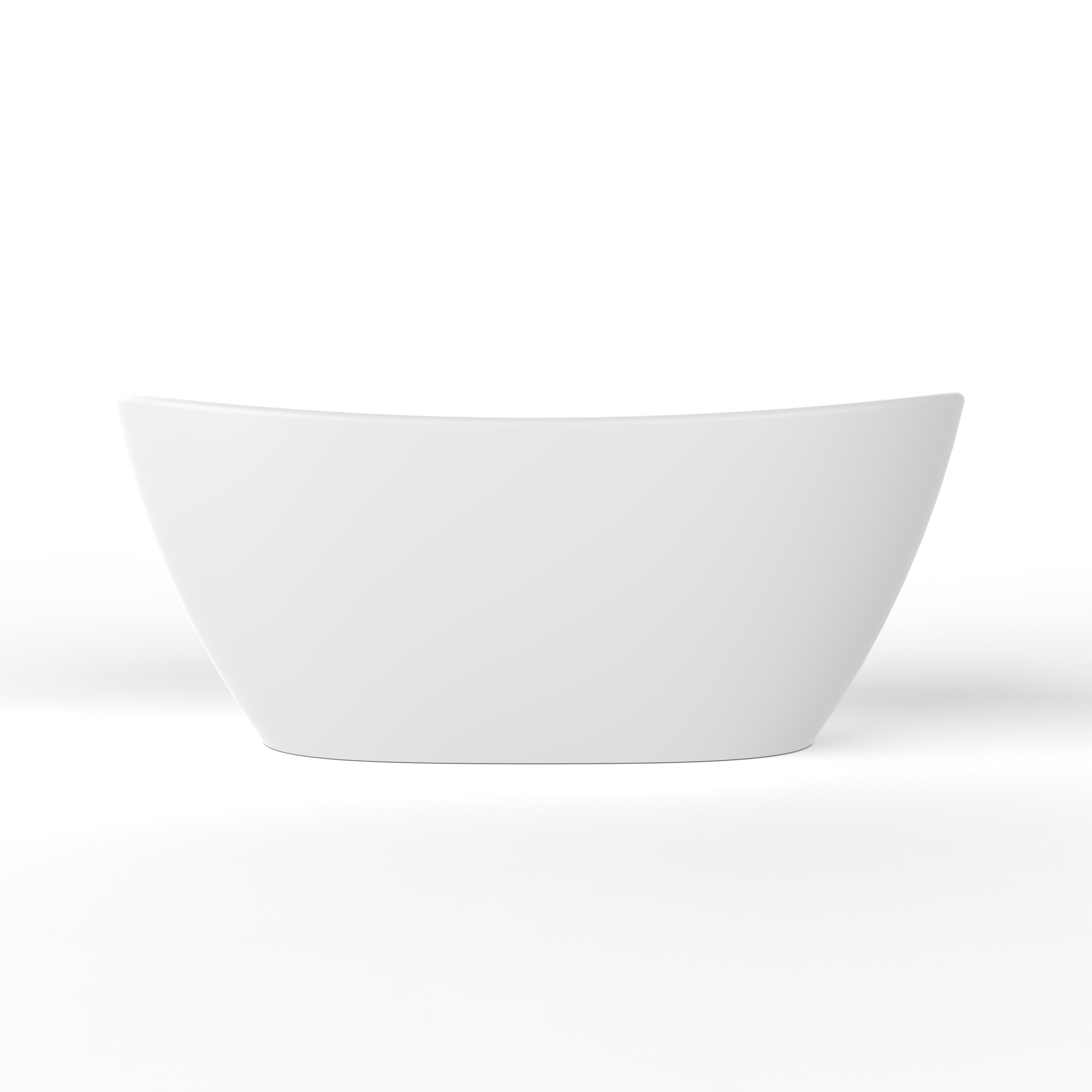 61 inch freestanding solid surface soaking bathtub, white, interior basin view