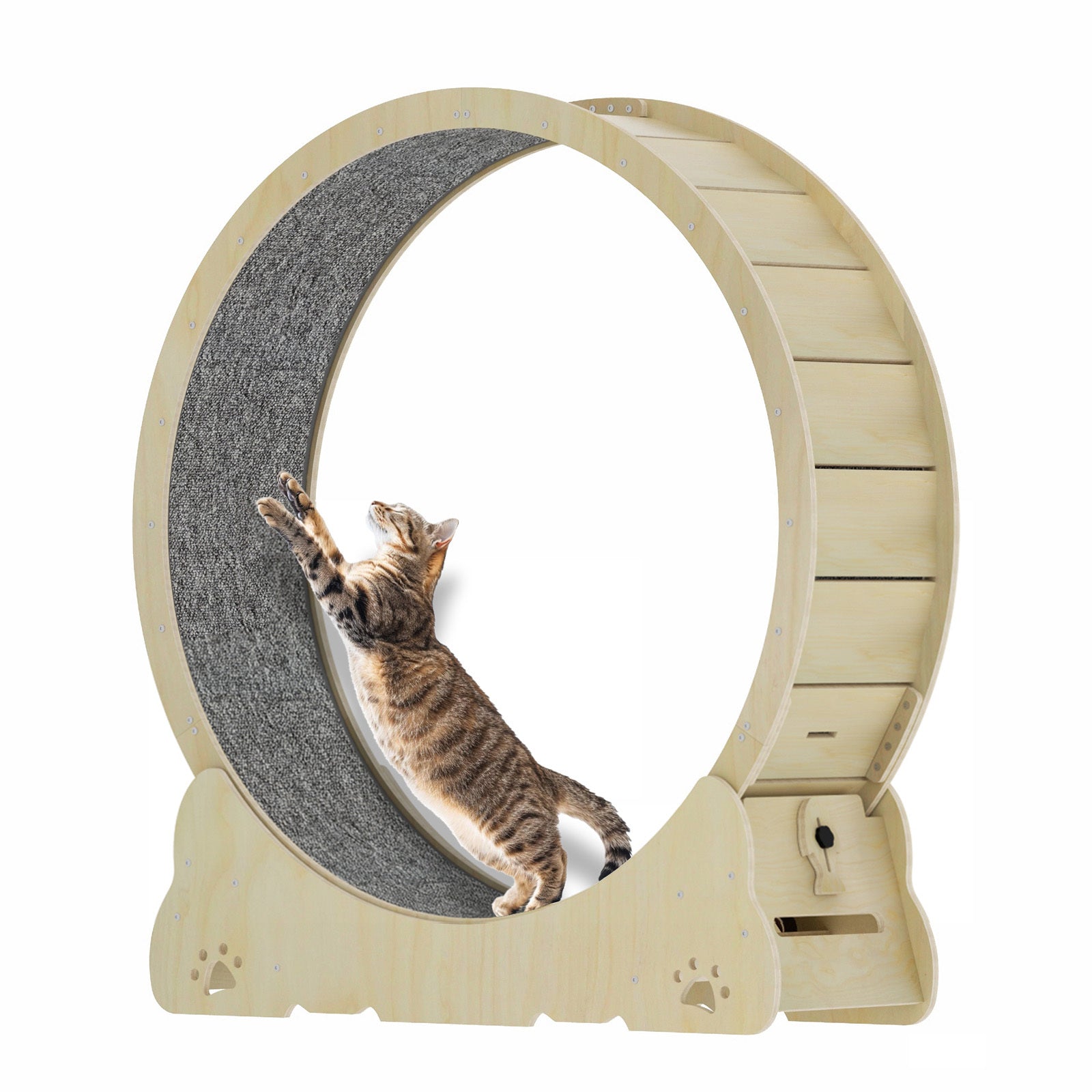 Large Cat Exercise Wheel 40 Inch, Solid Wood Cat Wheel Exerciser for Indoor Cats, Safety Cat Treadmill with Lock & Minimized Gap Design