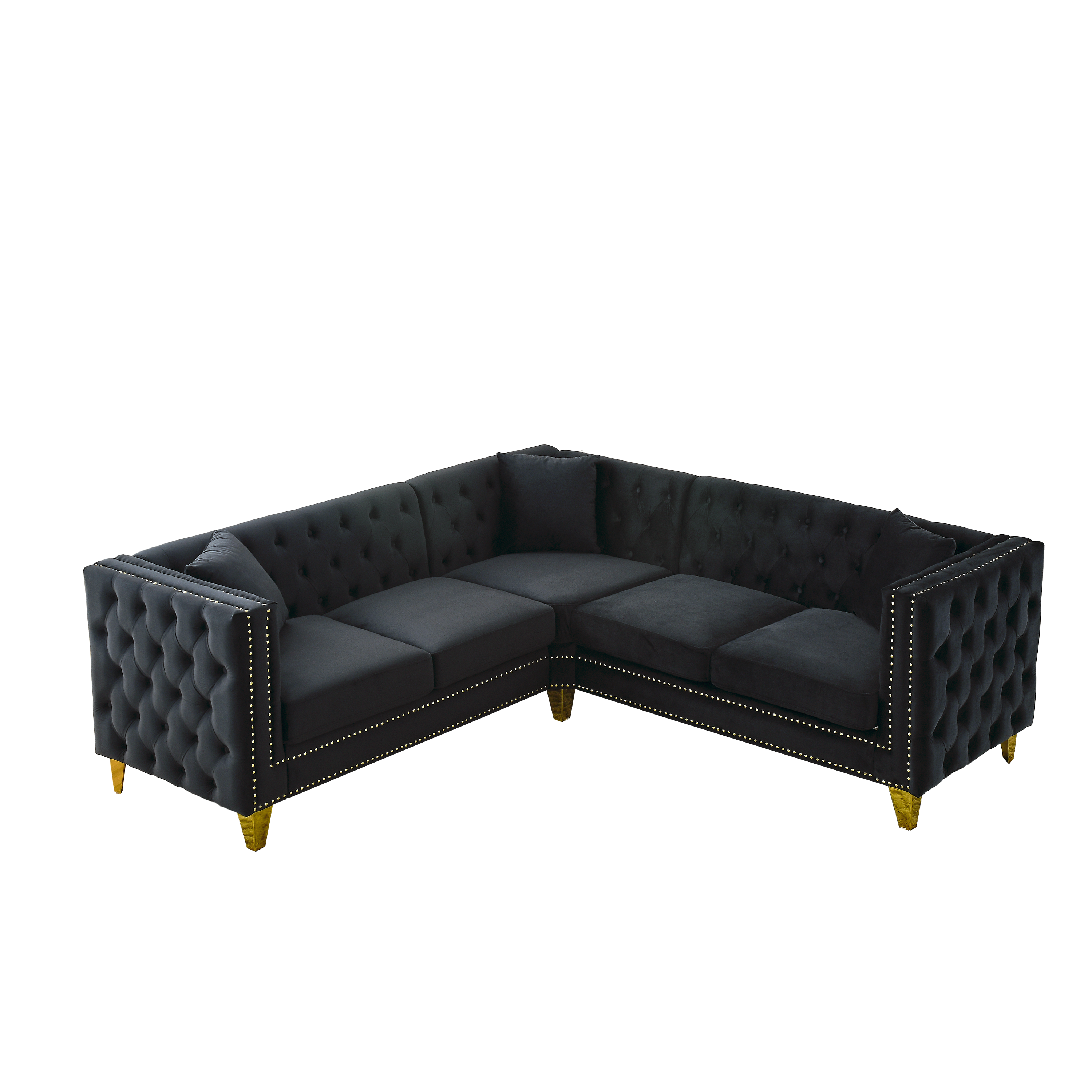 82.2-Inch Velvet Corner Sofa, L-Shaped Sectional Couch, 5-Seater Corner Sofas with 3 Cushions for Living Room, Bedroom, Apartment, Office