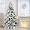 6FT PE&PVC Flocked Artificial Christmas Tree ,With 1100 branch tips and metal stand,Foldable Fake Tree with Realistic Snowy Foliage for Home Decoration