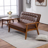 COOLMORE Mid-Century Modern Solid Loveseat Sofa Upholstered Pu Leather Loveseat, 2-Seat Upholstered Loveseat Sofa Modern Couch