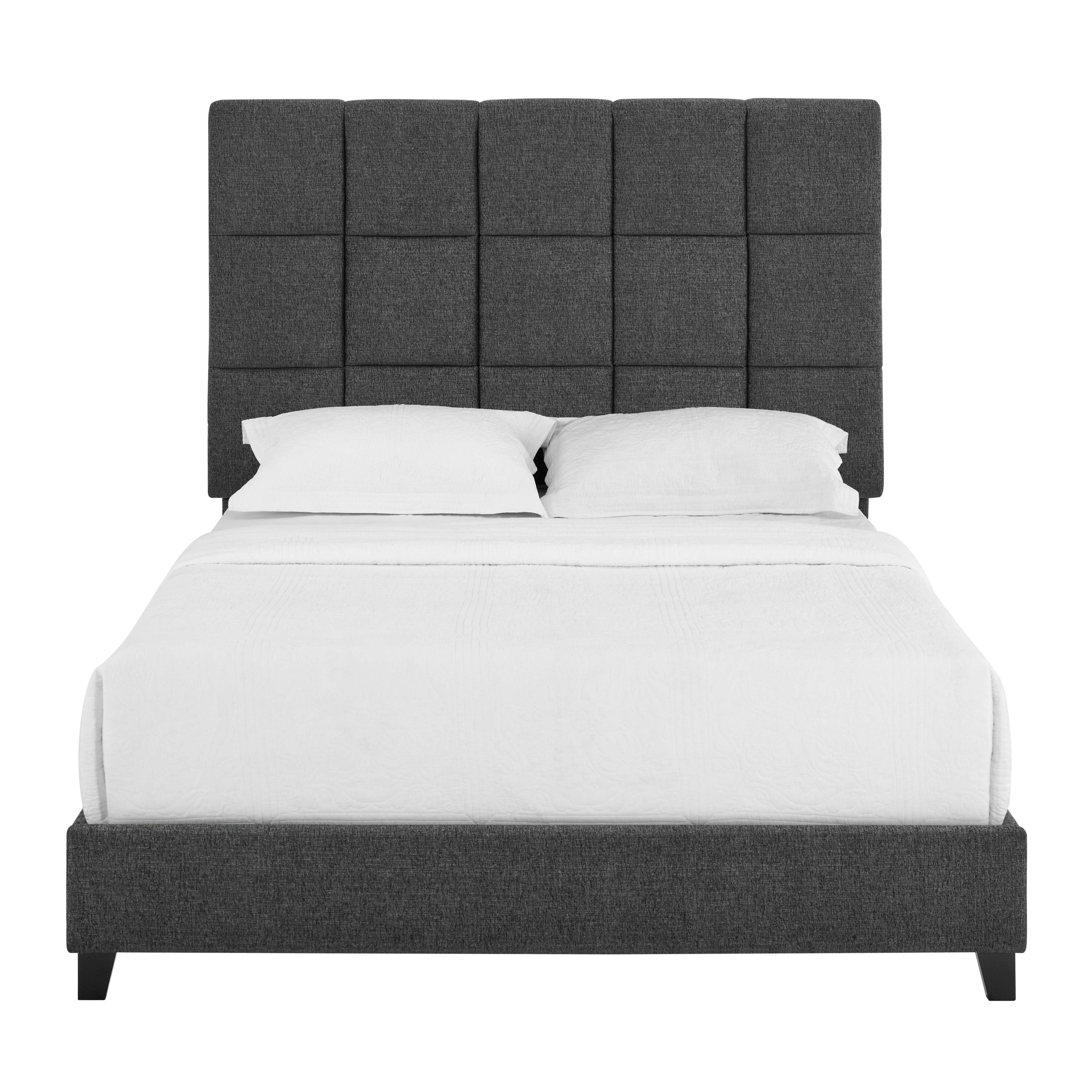 Bridgevine Home Queen Size Grey Squares Upholstered Platform Bed