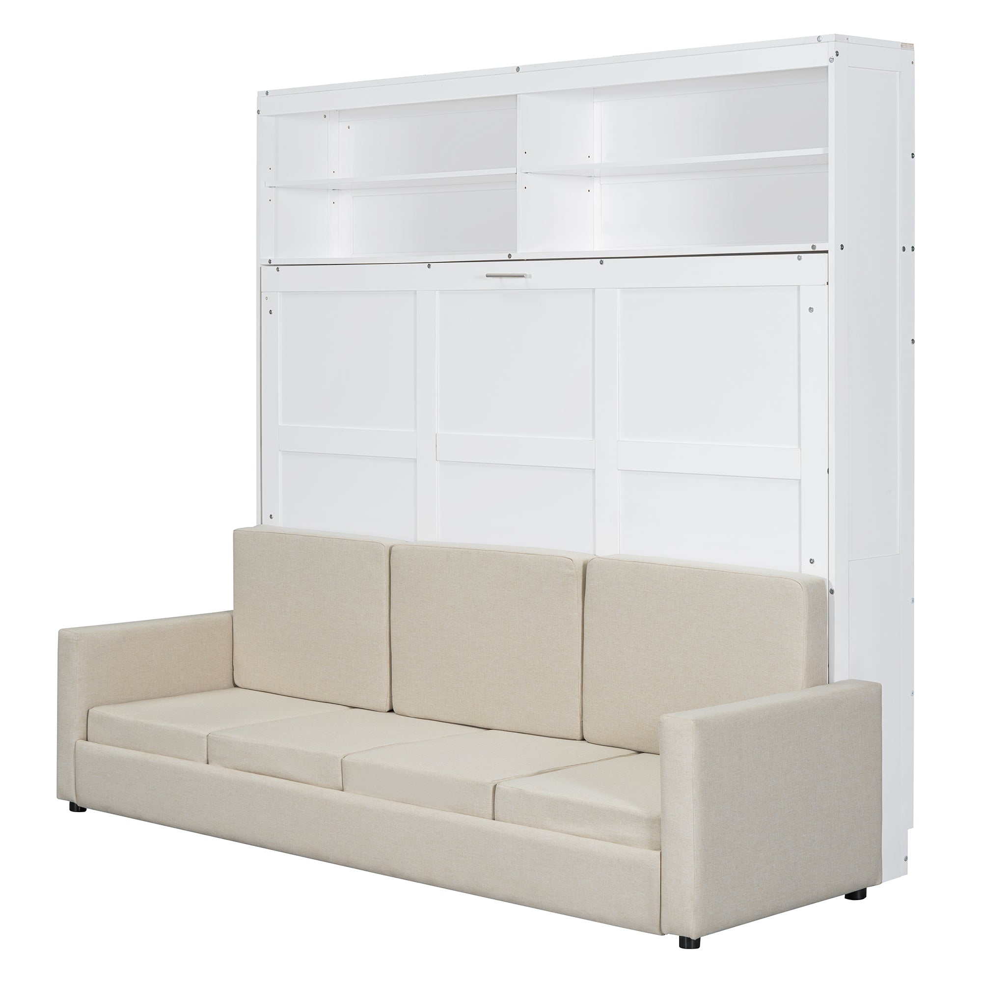 Queen Size Murphy Bed Wall Bed with Sofa,White