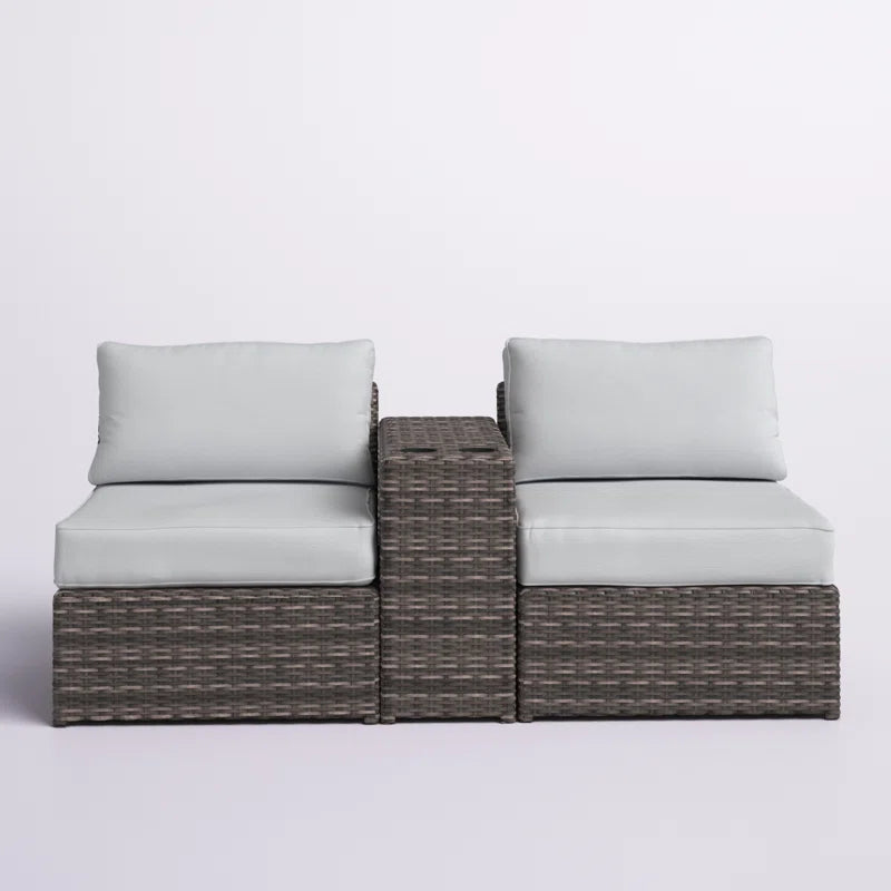 Fully Assembled 2-Person Wicker Seating Set with Cushions